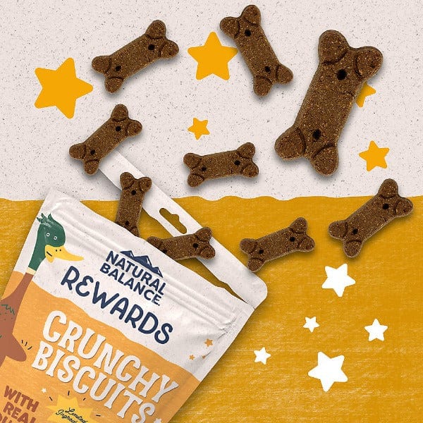 Natural Balance Crunchy Dog Biscuits with Real Duck Recipe - 14oz Bag - Grain-Free Treats for Small & Large Dogs - Perfect for Training & Rewarding Pets