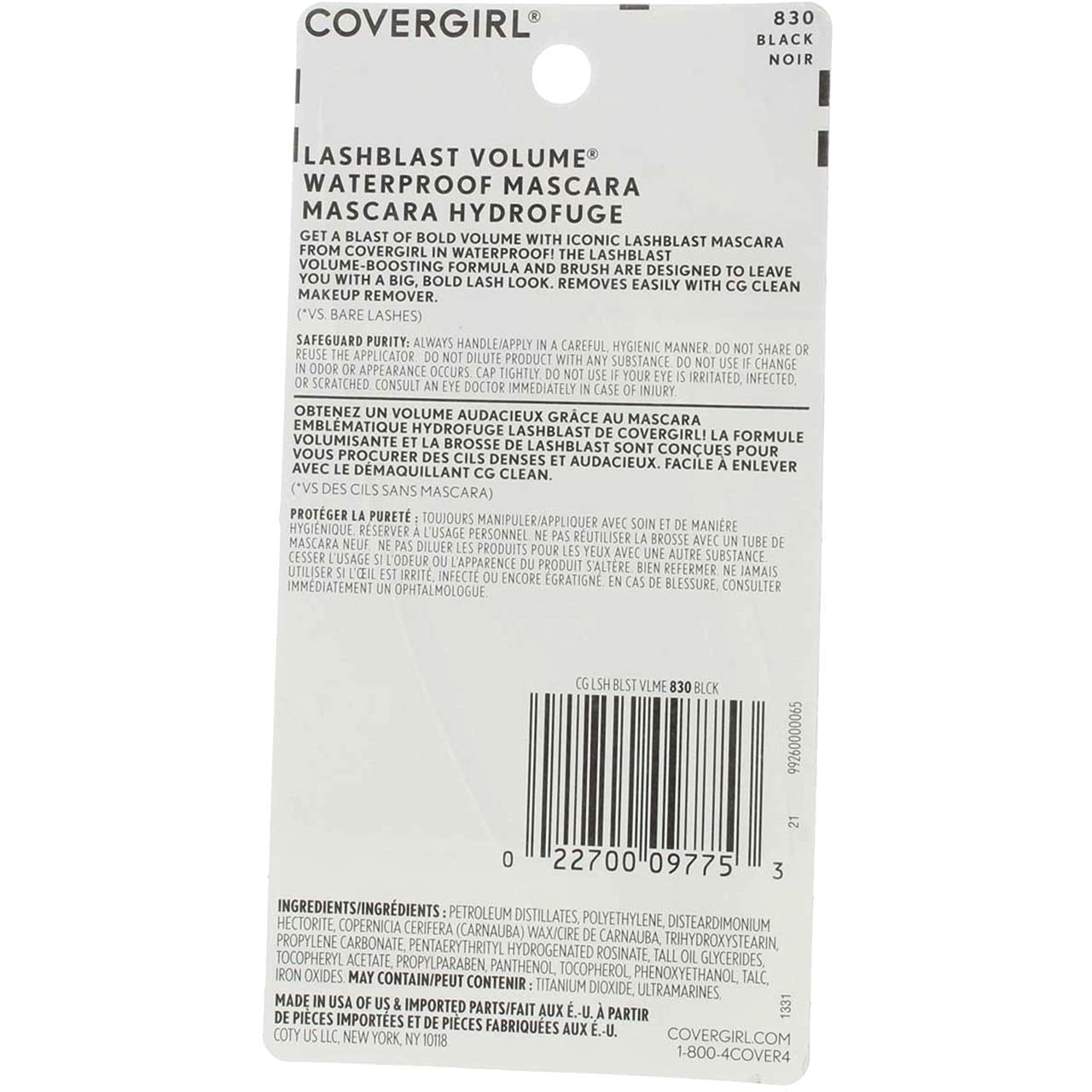 CoverGirl Lash Blast Waterproof Volume Mascara - Black (830) 0.44 oz, Pack of 5 | Long-Lasting, Smudge-Proof Formula for Dramatic Lashes | Perfect for Weddings, Swimming & Everyday Wear