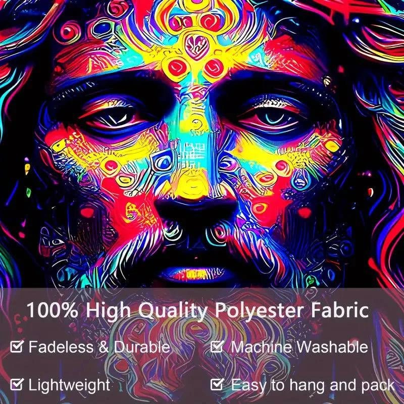 Retro Aesthetic UV Glow Tapestry Wall Art Decor - Psychedelic Blacklight Poster for Bedroom, Dorm, Living Room & Party Decorations