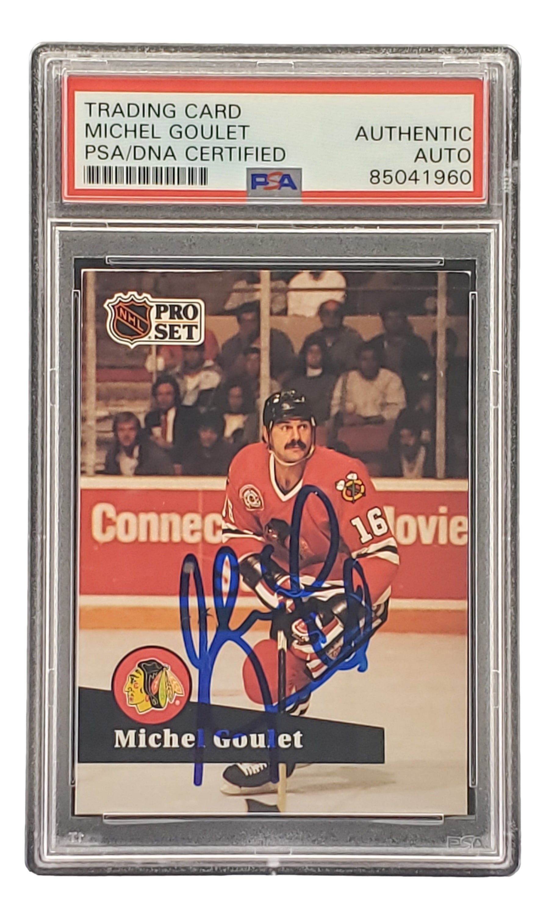 Michel Goulet Autographed 1991 Pro Set #50 Chicago Blackhawks Hockey Card - PSA/DNA Certified - Rare Collectible for Sports Memorabilia Fans & Hockey Card Collectors - Perfect for Display, Investment or Gift