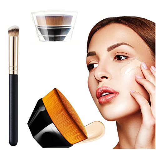 Premium Flat Top Makeup Brush Set for Foundation & Concealer - Soft Kabuki Brush for Liquid, Cream & Powder Cosmetics - Includes Protective Travel Case - Perfect for Everyday Makeup & Professional Use