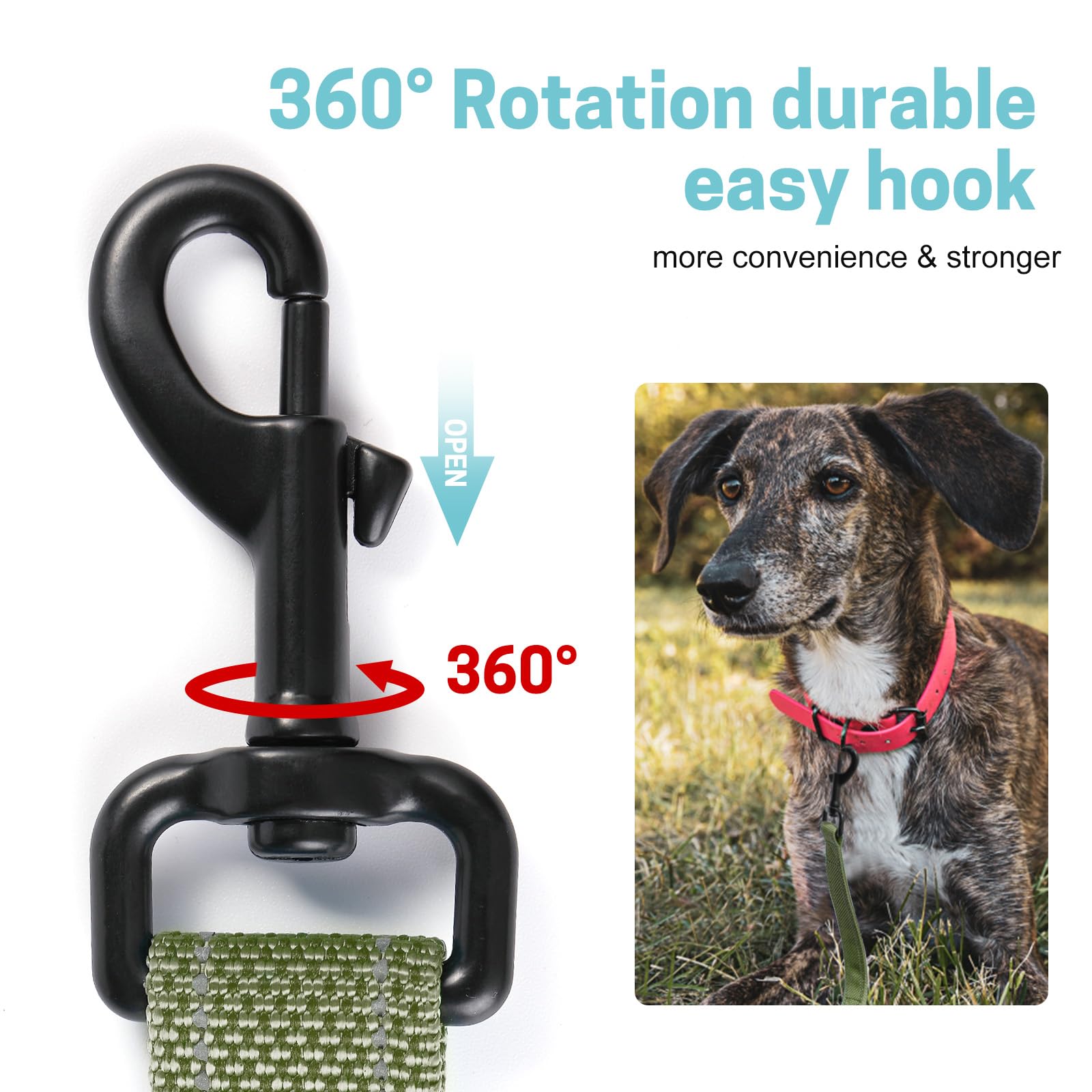 30FT Heavy Duty Reflective Dog Leash with 2 Soft Padded Handles - Durable Training & Walking Lead for Small, Medium & Large Dogs - Perfect for Outdoor Adventures, Jogging, Hiking and Nighttime Safety