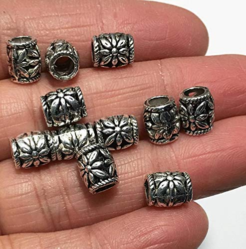 50 pcs Antique Silver Drum Spacer Beads 8x7mm, 3.5mm Hole - DIY Jewelry Making Supplies for Necklaces, Bracelets & Earrings - Bulk Beading Components for Crafters & Designers