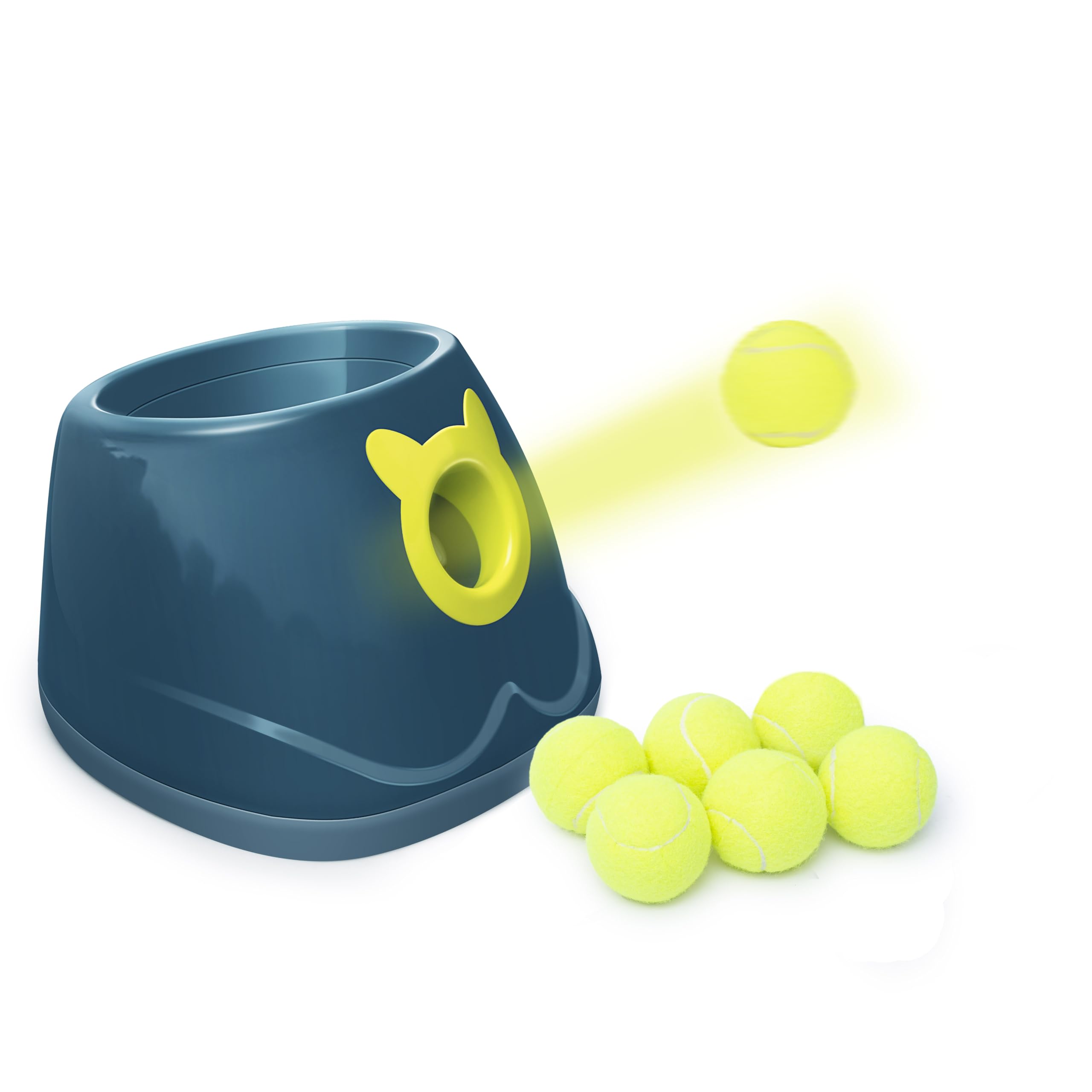 Automatic Dog Ball Launcher with 4 Distance Settings - Includes 2-inch Tennis Balls for Small & Medium Dogs - Perfect for Backyard Play, Park Training & Interactive Exercise (Blue)