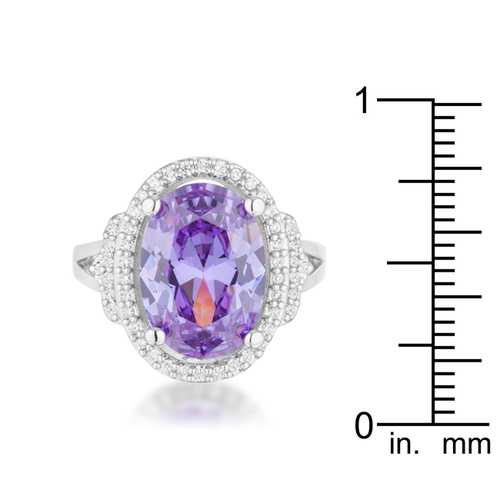 5.95ct Amethyst & Cubic Zirconia Rhodium Plated Cocktail Ring for Women - Elegant Evening Party Jewelry Gift for Bridesmaid, Anniversary & Special Occasions