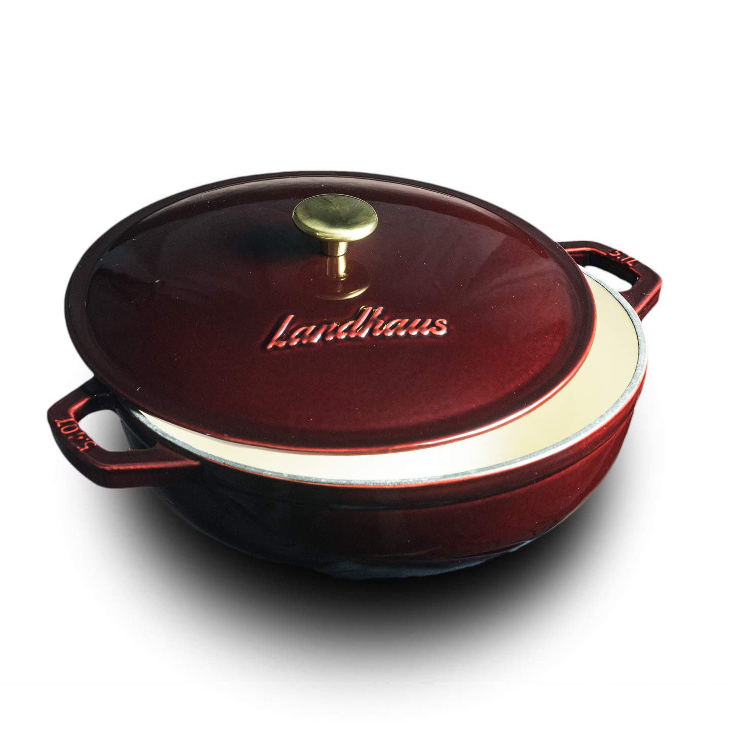 Enameled Cast Iron Braiser with Lid - 5.4 Quart Dutch Oven, Merlot Red - Perfect for Braising, Roasting & Slow Cooking - Ideal for Stovetop, Oven & Serving Dishes