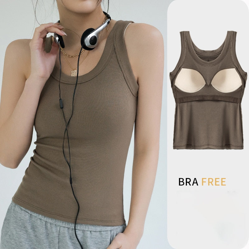 Women's Padded Camisole Top - Comfortable Lace Trim Underwire Support for Everyday Wear & Layering