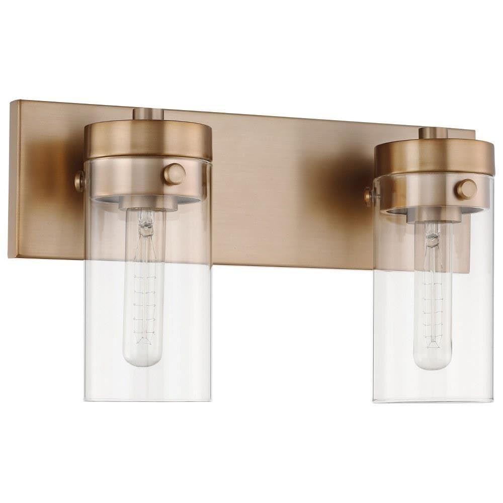 Nuvo Lighting Intersection 2-Light Bathroom Vanity Light in Burnished Brass - Perfect for Modern Bathrooms & Powder Rooms
