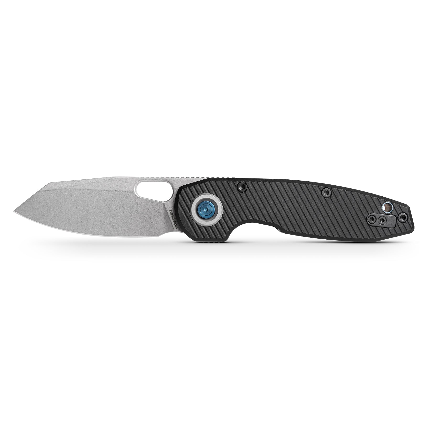 WMK Exclusive Vosteed Ankylo Vanchor Lock Pocket Knife - Black Lined Aluminum Handle, S35VN Steel Stonewashed Blade (Model A1915) - EDC, Camping, Outdoor Survival & Everyday Carry Knife