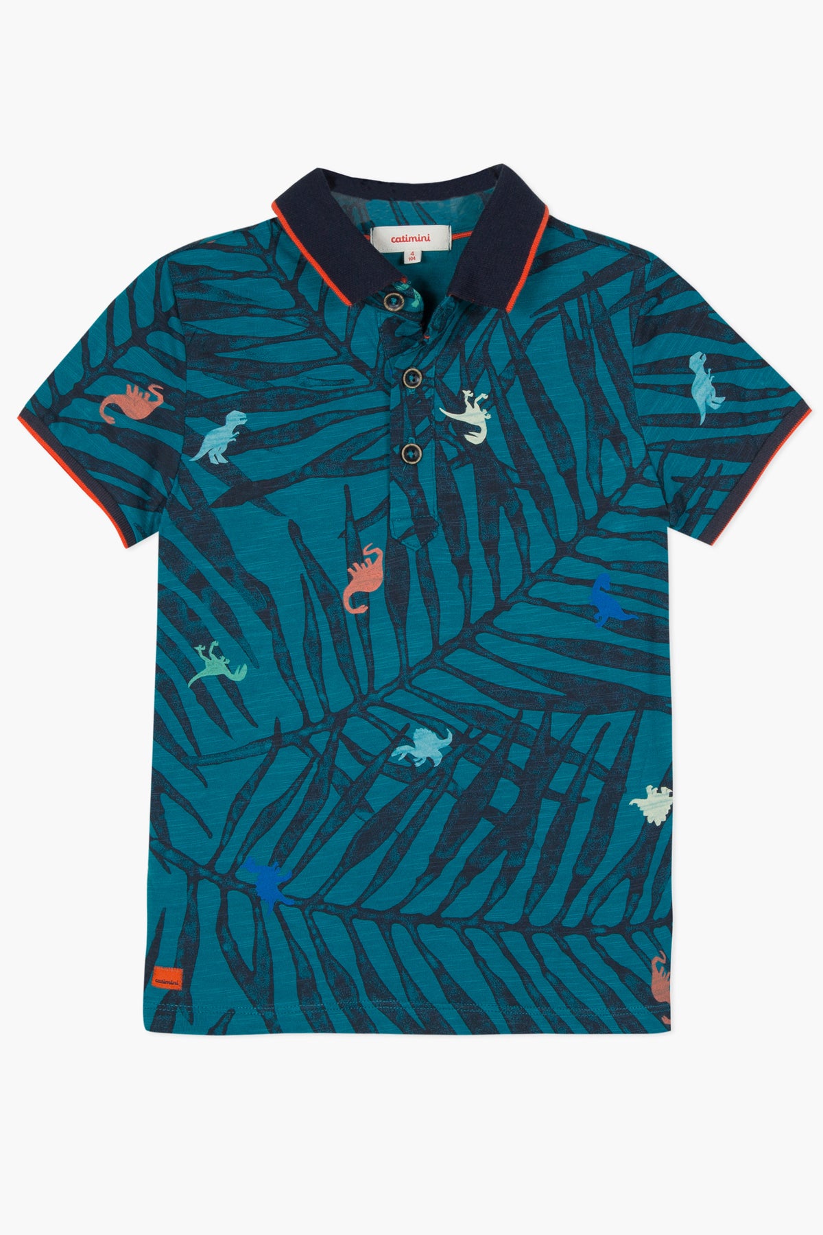 Catimini Boys' Dinosaur Print Polo Shirt - Size 8 - Stylish Casual Wear for School, Playdates & Outdoor Adventures