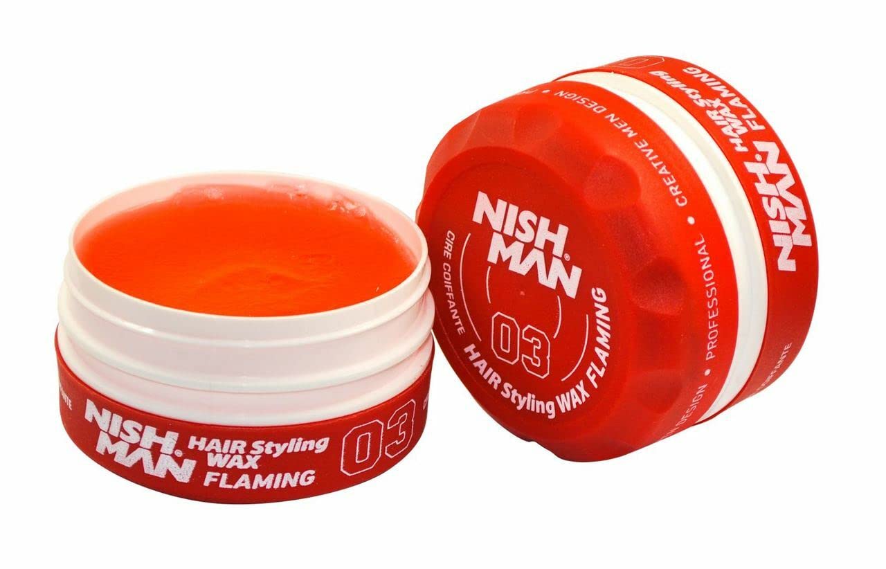 Nishman Aqua 03 Flaming Styling Wax - 100ml Travel Size Hair Wax for Men - Strong Hold & Shine - Perfect for Travel, Gym & Everyday Styling
