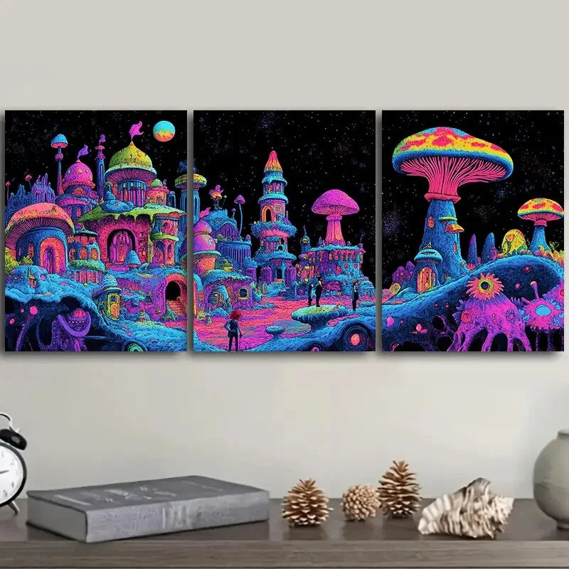 3-Piece Strange Place Wall Art Set - Framed Canvas Prints 40x60cm | High Quality Australian Made Wall Decor | Ready to Hang | Perfect for Living Room, Bedroom & Office Decor