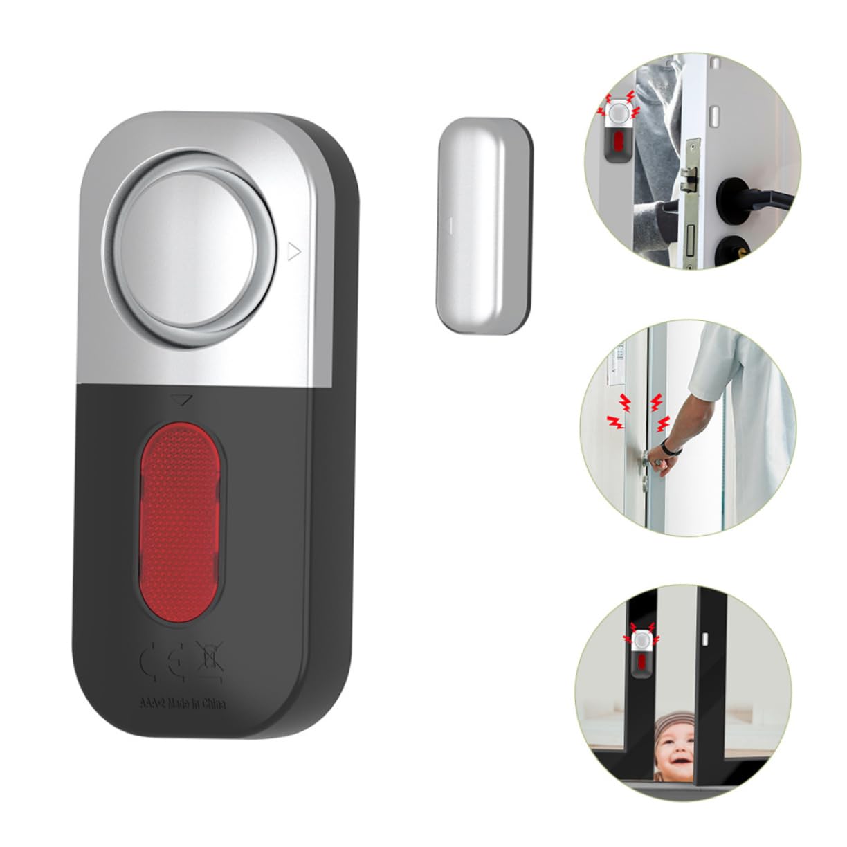 Home Security Window Alarm - Wireless Door & Window Sensor with Loud Alarm, Grey | Easy DIY Installation for Apartment, House & Office Safety