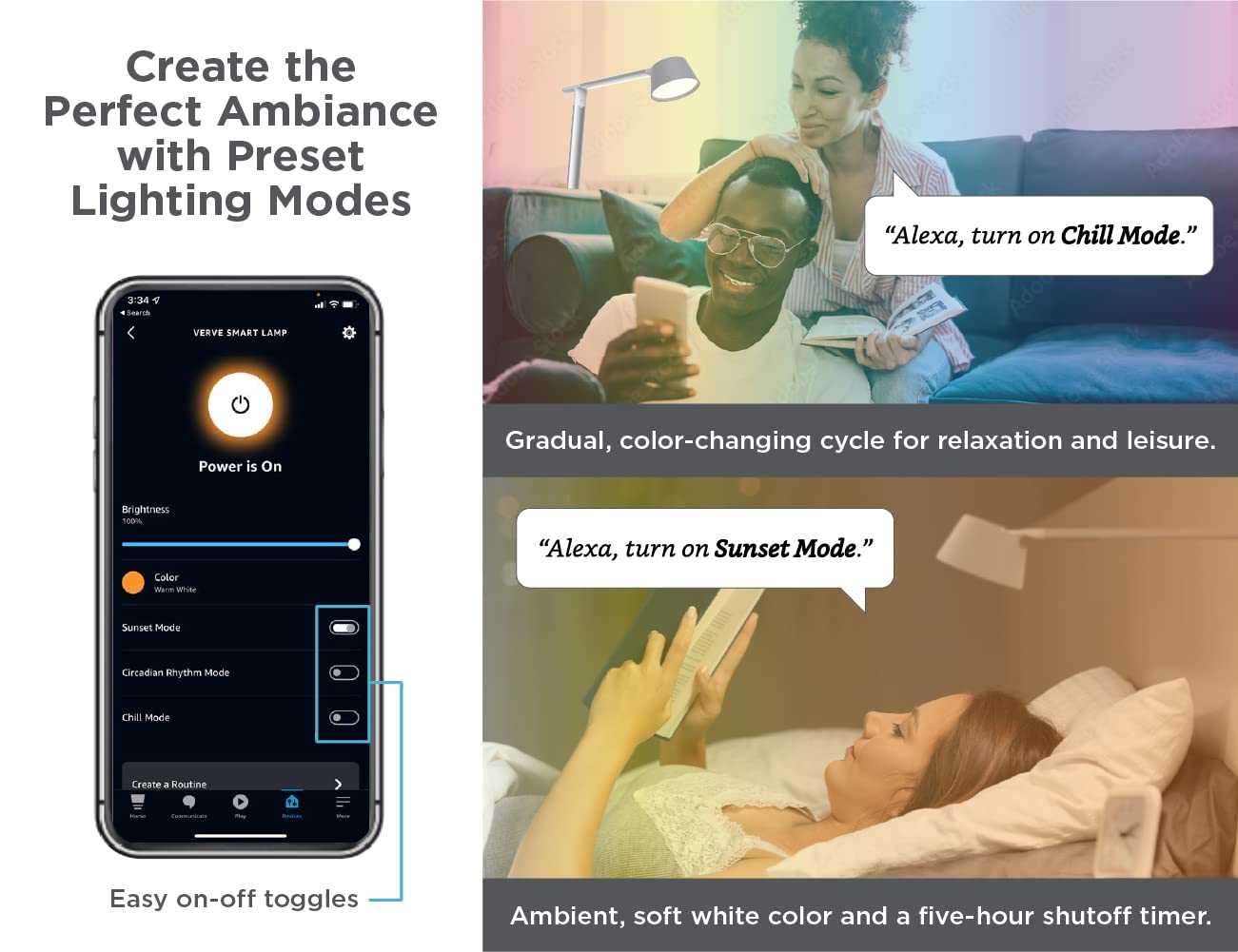 BLACK+DECKER Verve Designer Smart Desk Lamp with Alexa, Auto-Circadian Mode, 16M RGB Colors & Qi Wireless Charger - Perfect for Home Office, Gaming Setup and Nightstand Lighting