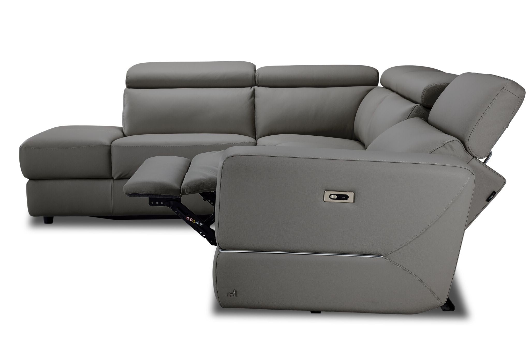 Bianca 3-Piece Power Reclining Sectional Sofa with Left Facing Chaise in Grey - Perfect for Living Room, Home Theater & Family Gatherings