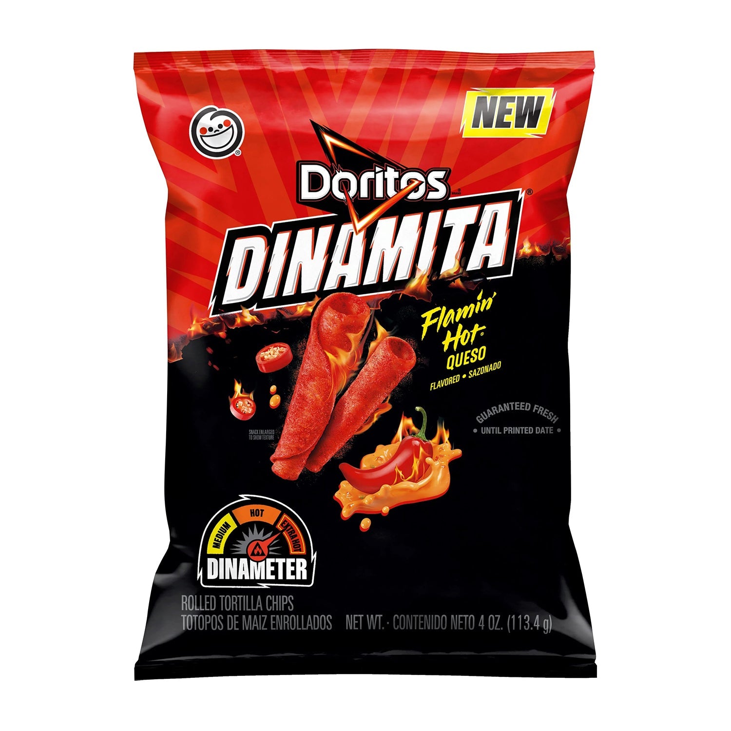 Frito Lay Doritos Dinamita Hot Queso Flavor Tortilla Chips - 32 Count Case Pack | Perfect for Parties, Snacking & Game Nights