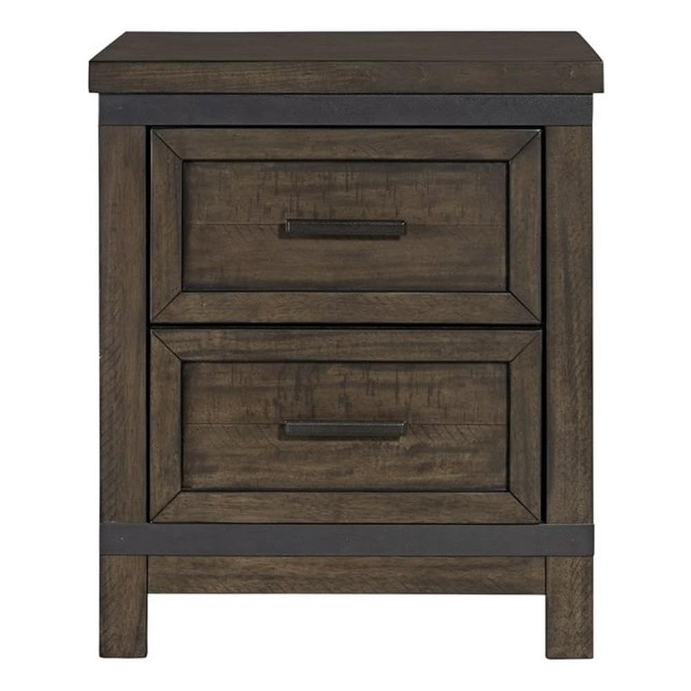 Liberty Furniture INDUSTRIES Two Drawer Nightstand in Gray Finish 141 - Modern Bedside Table for Bedroom, Living Room & Guest Room Storage