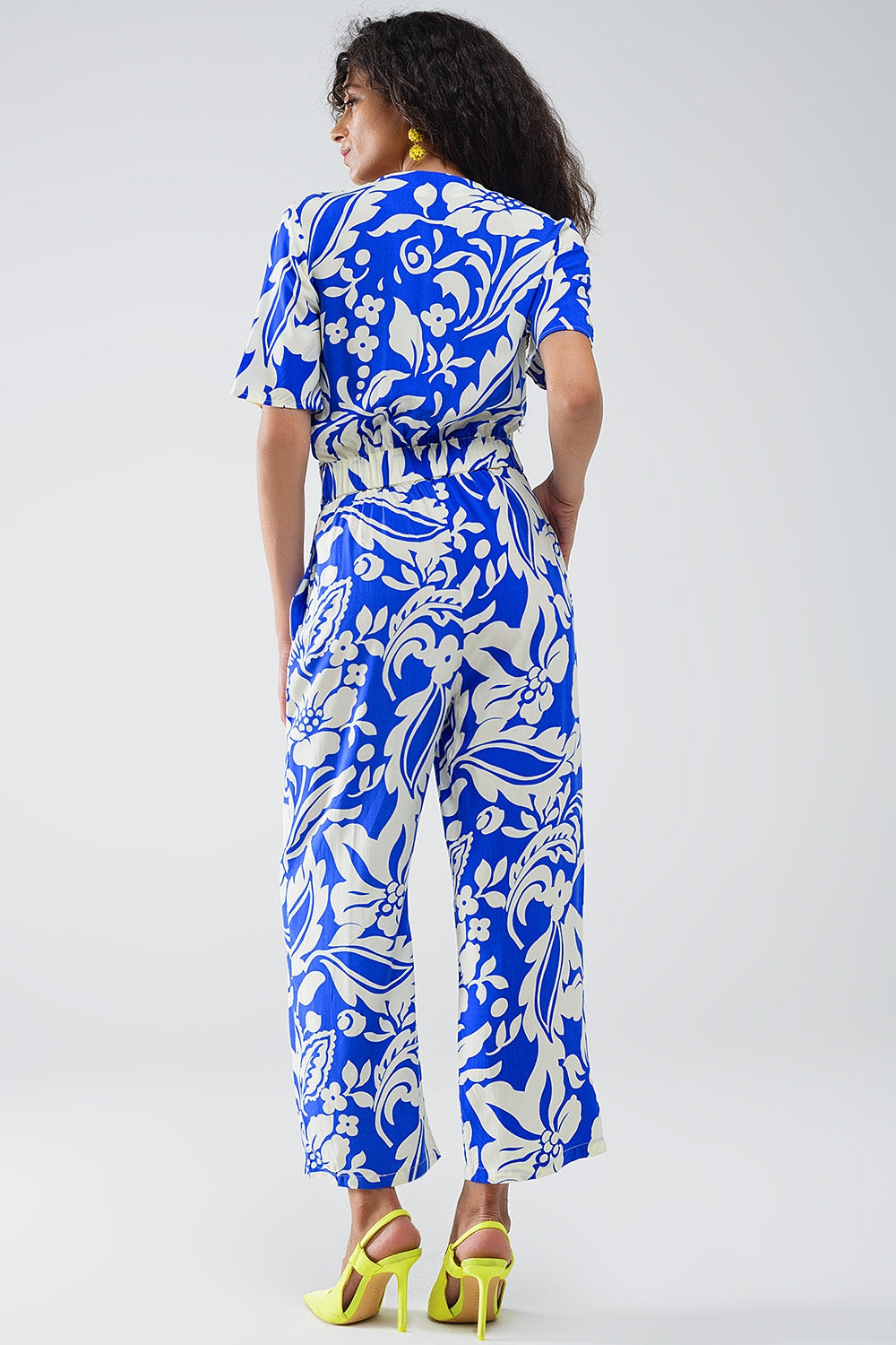 Short Sleeve Keyhole Front Floral Print Blue Dress - Perfect for Summer Outings, Beach Vacations, and Casual Date Nights