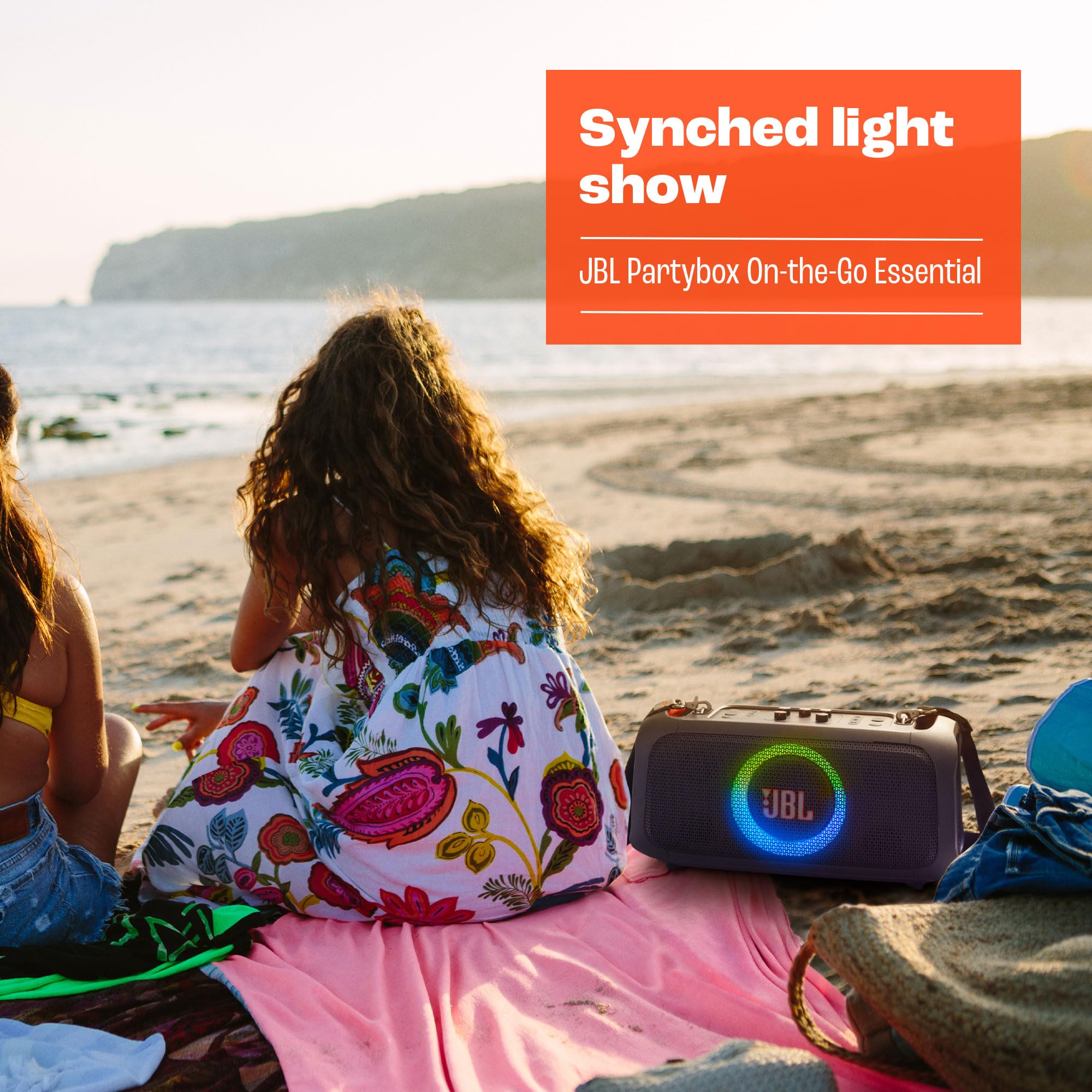 JBL PartyBox On-The-Go Essential - Portable Bluetooth Party Speaker with Built-in LED Lights & Wireless Mic | Pro Sound Quality, IPX4 Water Resistant, 6-Hour Battery Life, Shoulder Strap | Perfect for Outdoor Parties, Beach Trips & Camping