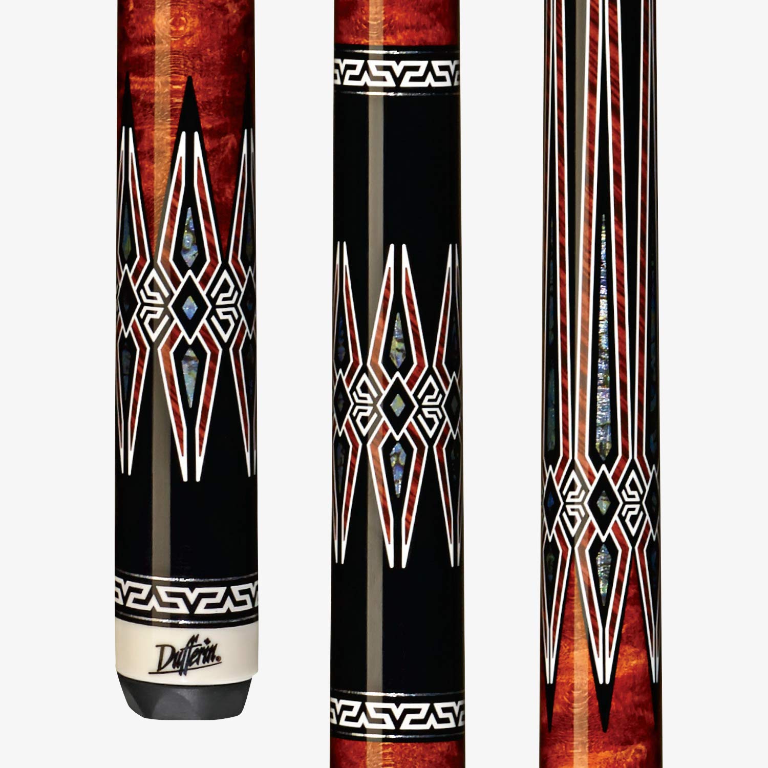 Dufferin Players D542 Premium Pool Cue - Coffee Stain Finish with Silver & Mother of Pearl Inlays - Professional Billiards Stick for Home Game Rooms & Pool Halls