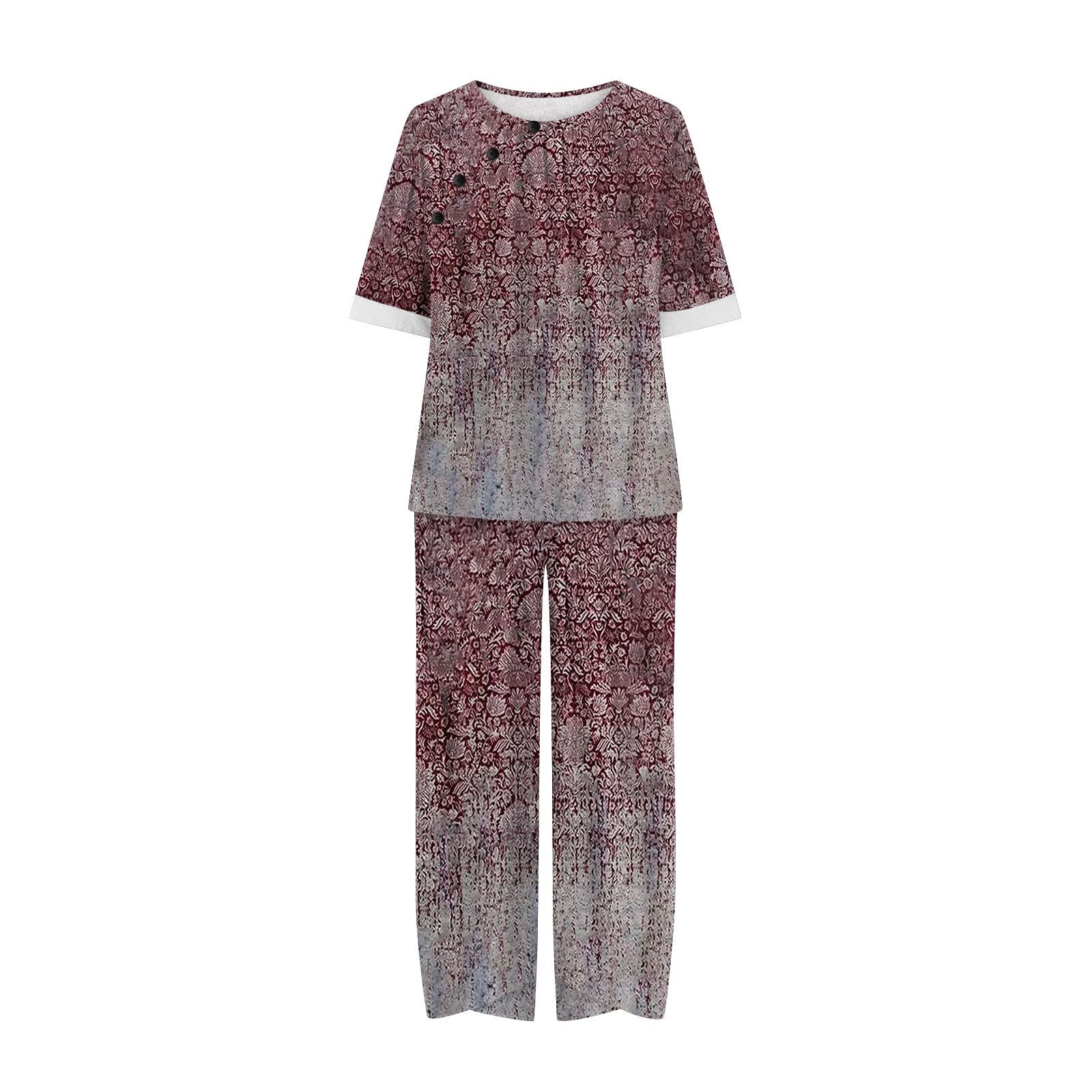 Oelaio Women's 2-Piece Lounge Set - Soft Linen Pajama Outfit with Cropped Sweater & Lounge Pants (3X, Red) - Cozy Christmas Pajamas for Women | Perfect for Holiday Relaxation, Gift Giving & Winter Lounging