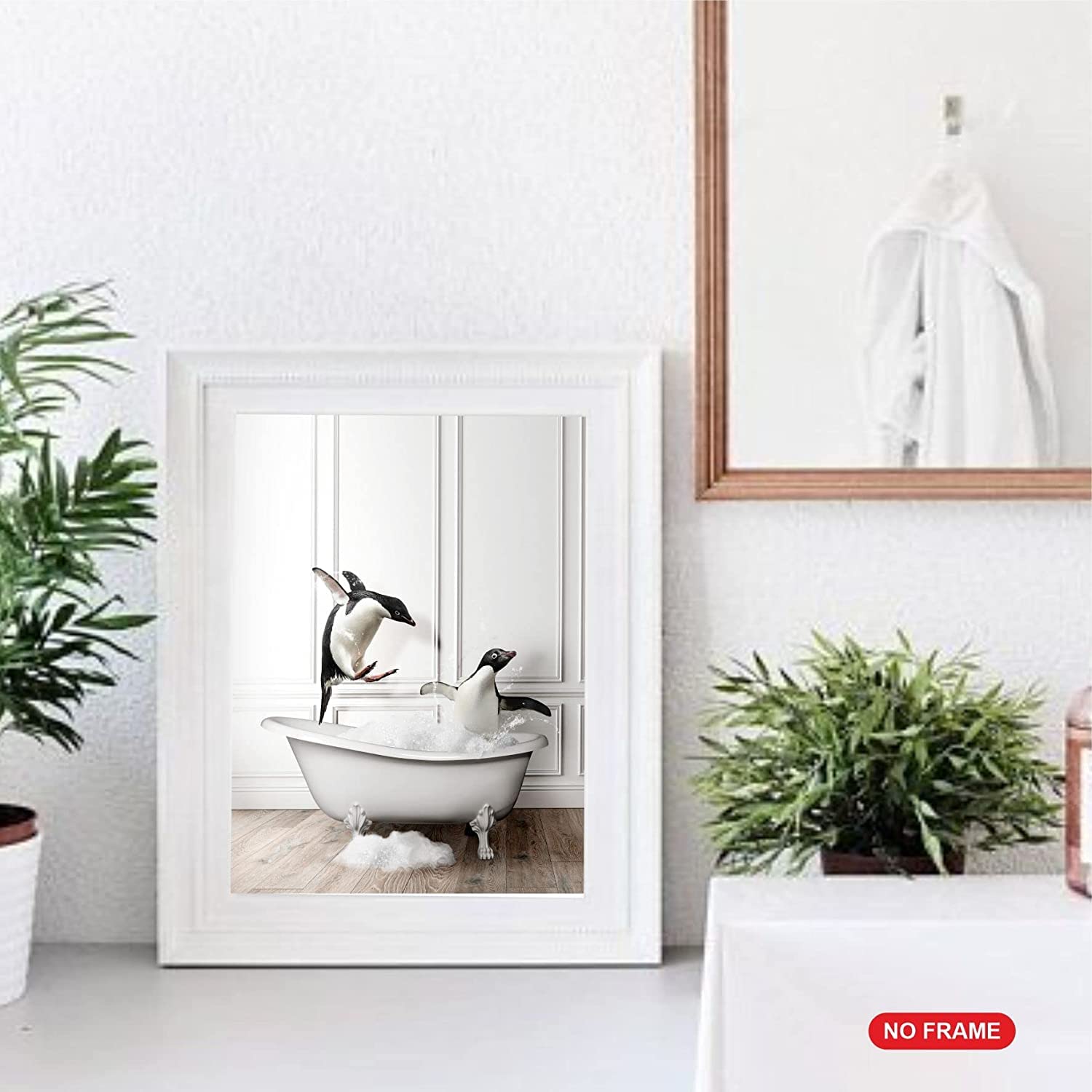 Funny Bathroom Wall Art Prints - Set of 6 Animal Posters (8x10 Inch) for Kids & Home Decor