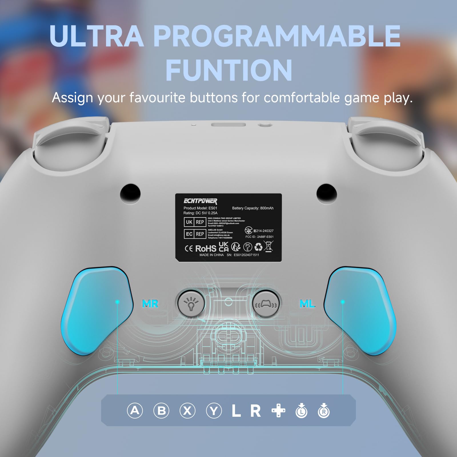 ECHTPower Wireless Pro Controller for Nintendo Switch/Lite/OLED - Hall Effect Joysticks, Programmable Buttons, 6-Axis Gyro, Turbo & One-Key Wake-up | Perfect for Gaming, Travel & Multiplayer Sessions
