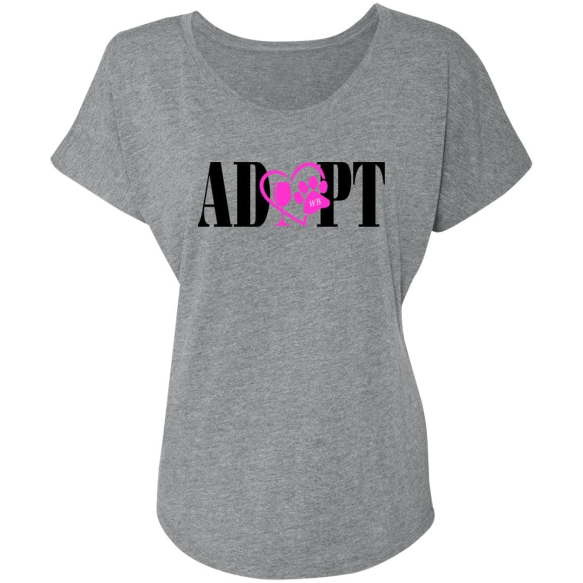 WineyBitches.Co Women's Triblend Dolman Sleeve T-Shirt - Pink Heart with Black Lettering - Soft Comfort Fit for Casual Wear, Girls Night Out & Lounge