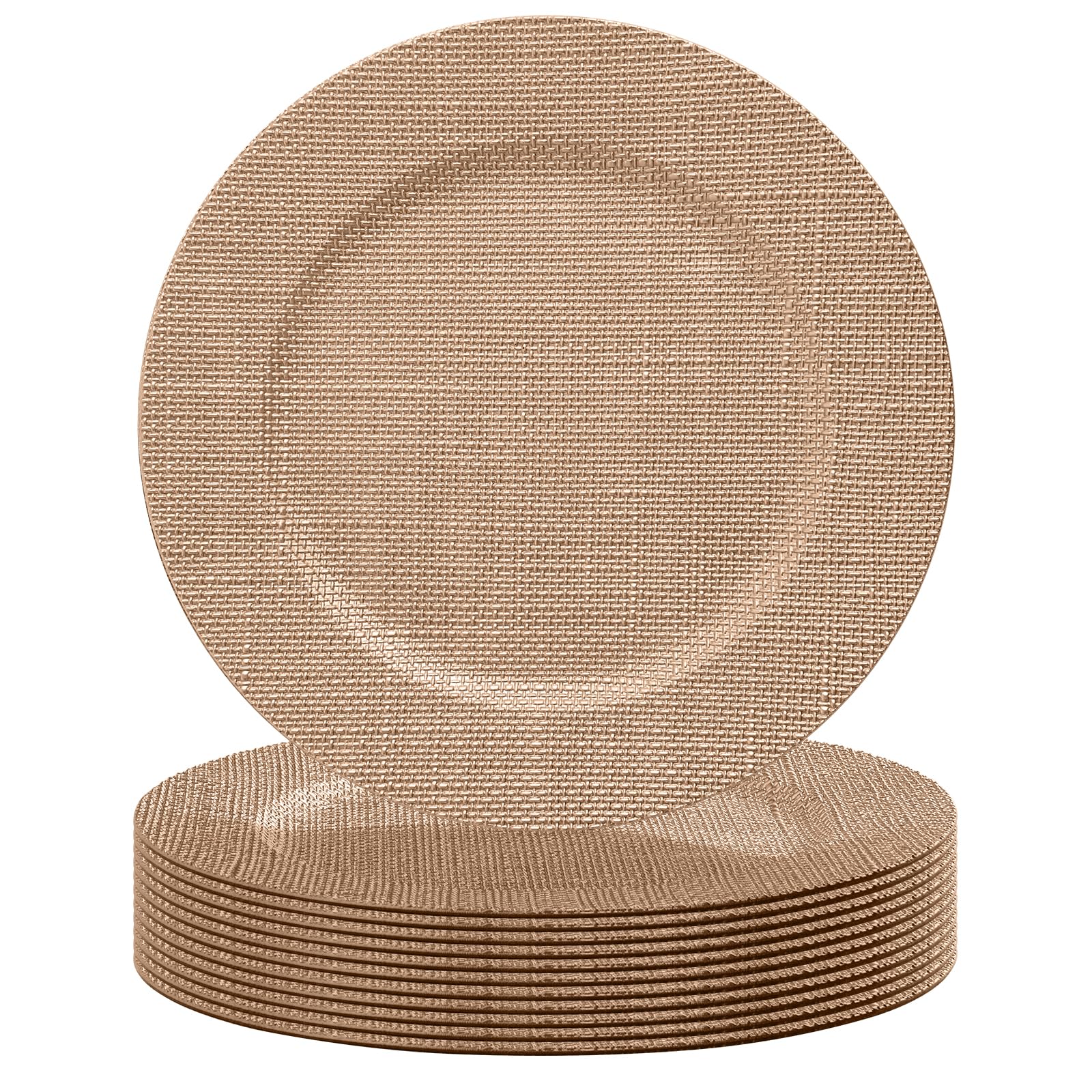 12-Pack Burlap Charger Plates Set - Rustic Table Decor for Weddings, Thanksgiving, Christmas, Birthday & Holiday Parties - Perfect for Dinner Plate Place Settings & Seasonal Event Decorations