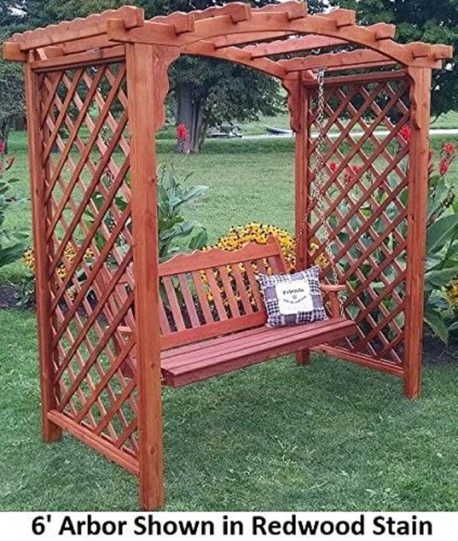 Amish Handcrafted Cedar Wood Jamesport Arbor & Swing - Rustic Outdoor Garden Bench for Relaxing in Backyard or Patio