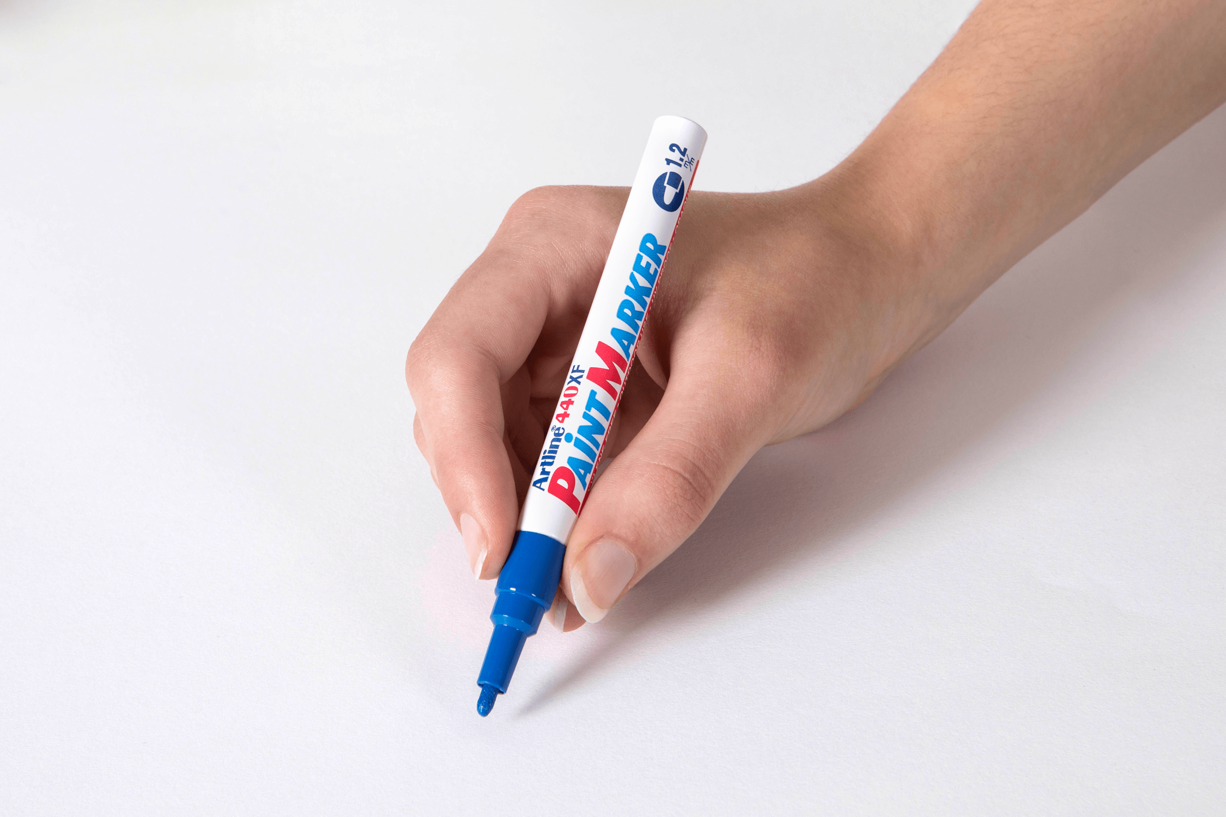 Artline 440 Blue Paint Marker Set - 12 Pack, 1.2mm Bullet Tip for Artists, DIY Crafts, Signage & Industrial Marking - Permanent Waterproof Ink for Metal, Glass, Plastic & Wood Surfaces