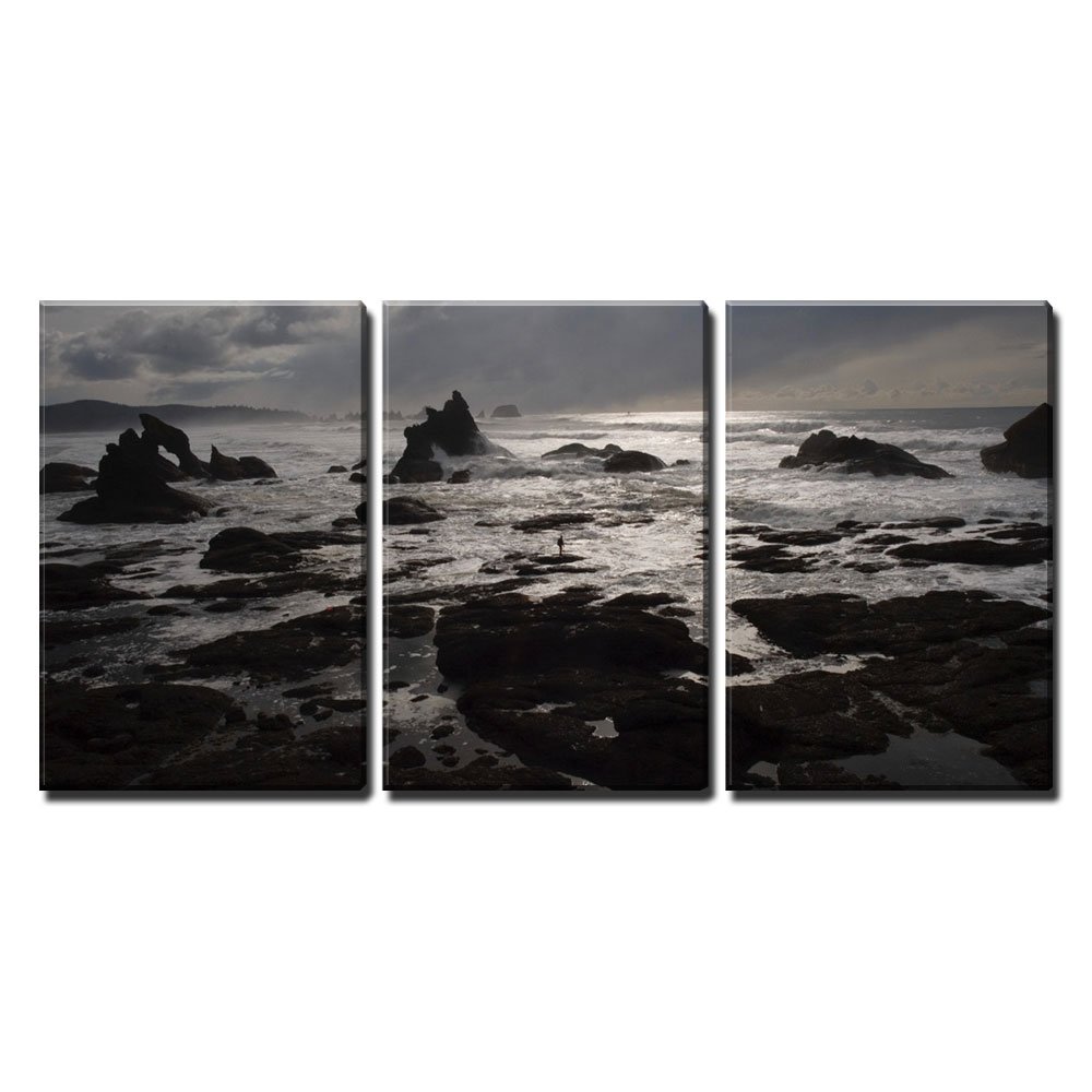 Wall26 - 3 Piece Canvas Wall Art Set - Seashore at Dusk Landscape Painting - Modern Framed Home Decor Ready to Hang (24