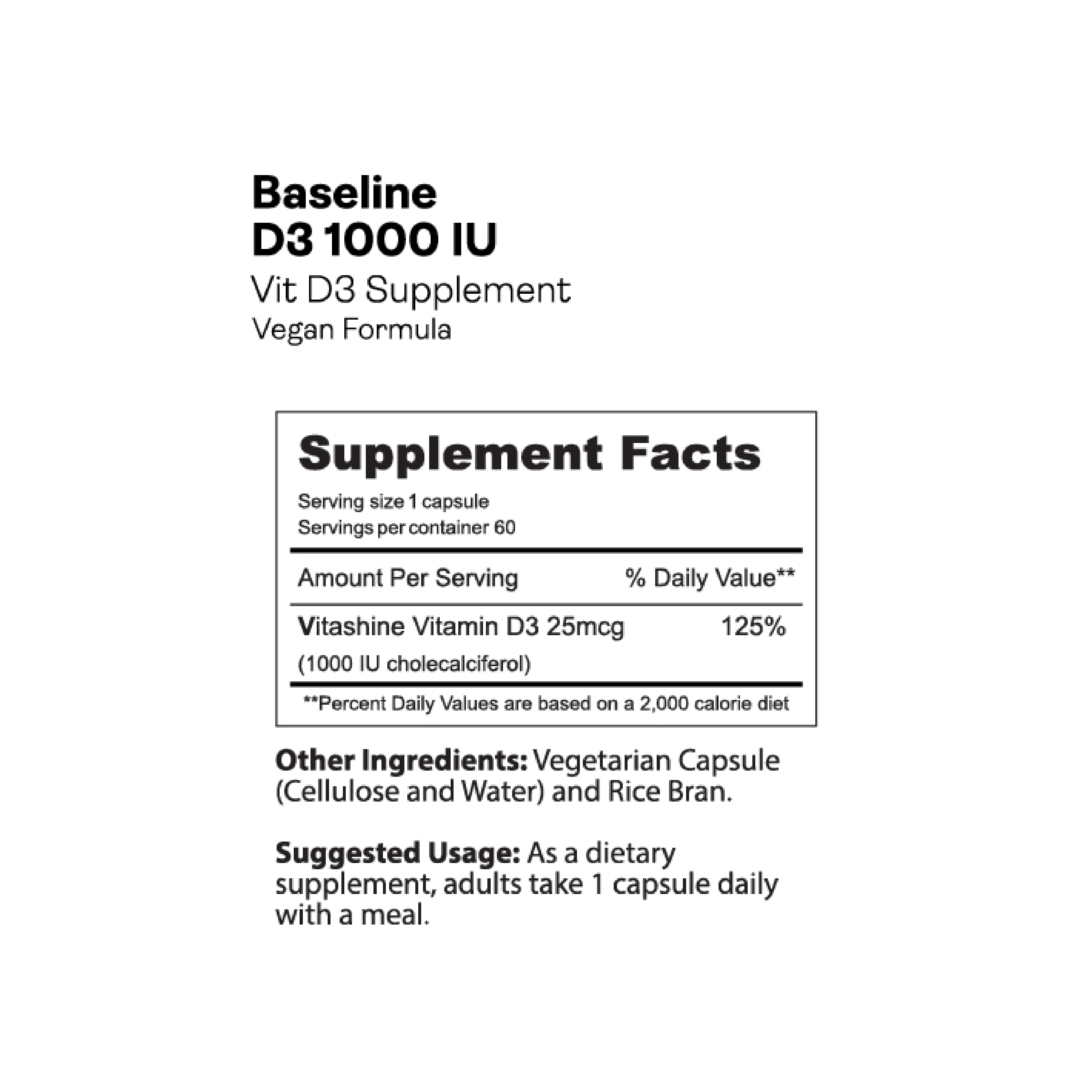 Gnarly Baseline Vitamin D3 Supplement - 5000 IU High Potency for Immune & Bone Health - Vegan, Non-GMO - Supports Energy & Mood - Ideal for Home, Office & Travel Use