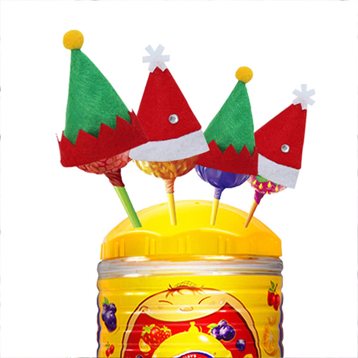 24pcs Mini Santa Hats for Lollipops - Christmas Candy Covers & Party Favors - DIY Crafts, Doll Decorations, Tree Ornaments - Perfect for Holiday Parties, Gift Wrapping & Festive Decor