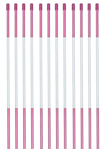 4ft Pink Driveway Markers with Reflective Tape - High Visibility Safety Stakes with Pointed Tip & Armor Cap for Easy Installation (100 Pack) - Perfect for Driveway Edging, Parking Lot Marking & Snow Plow Guidance