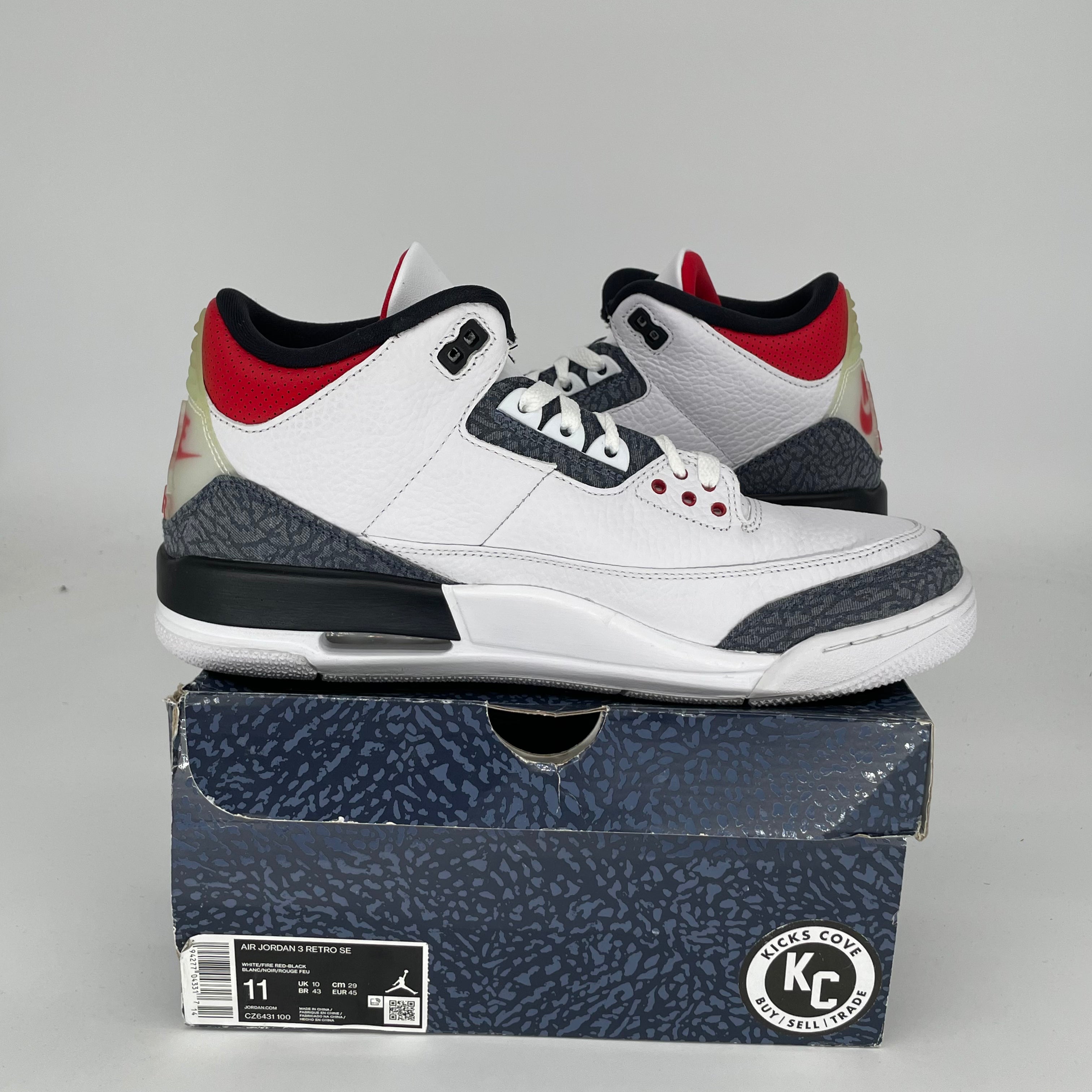 Original Title: AIR JORDAN 3 FIRE RED DENIM SIZE 11 CZ6431 100   Optimized Title: **Authentic Air Jordan 3 Retro 