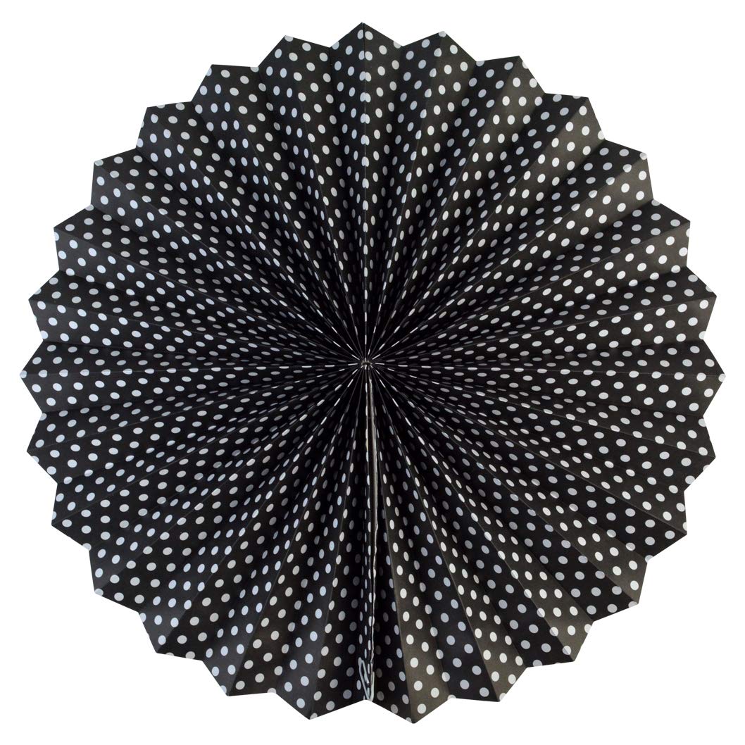 18-Piece Black and White Round Paper Fan Set - Decorative Folding Hanging Fans for Halloween, Birthday, Wedding & Graduation Parties - Perfect for Wall Decor, Ceiling Garlands, and Event Backdrops