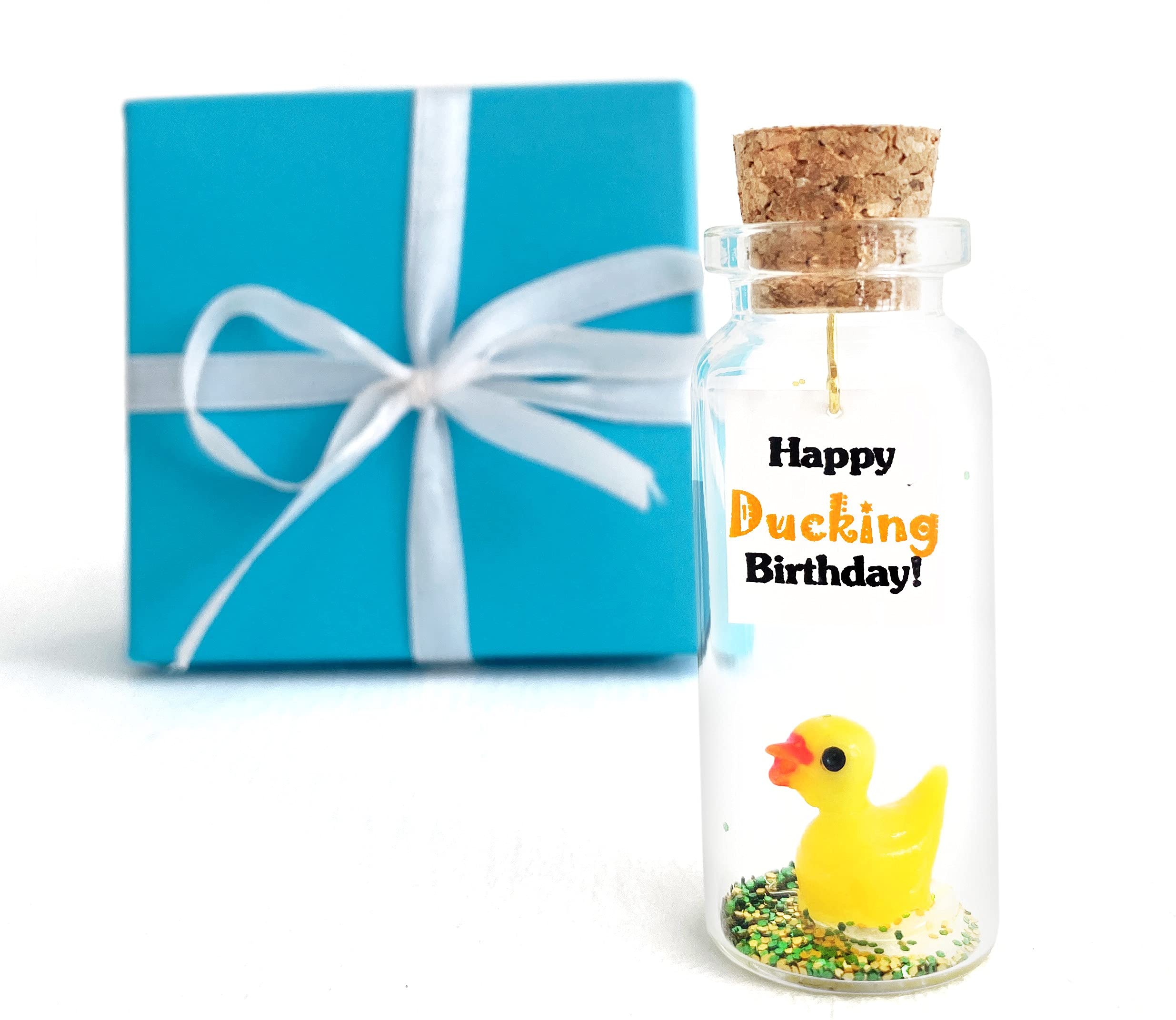Funny Birthday Gifts for Friends, Boyfriend & Girlfriend - Tiny Duck Figurine with Birthday Card - Unique Classy Present for Men & Women (Teal Blue Gift Box) | Perfect for Surprise Parties, Anniversary Celebrations & Romantic Gestures