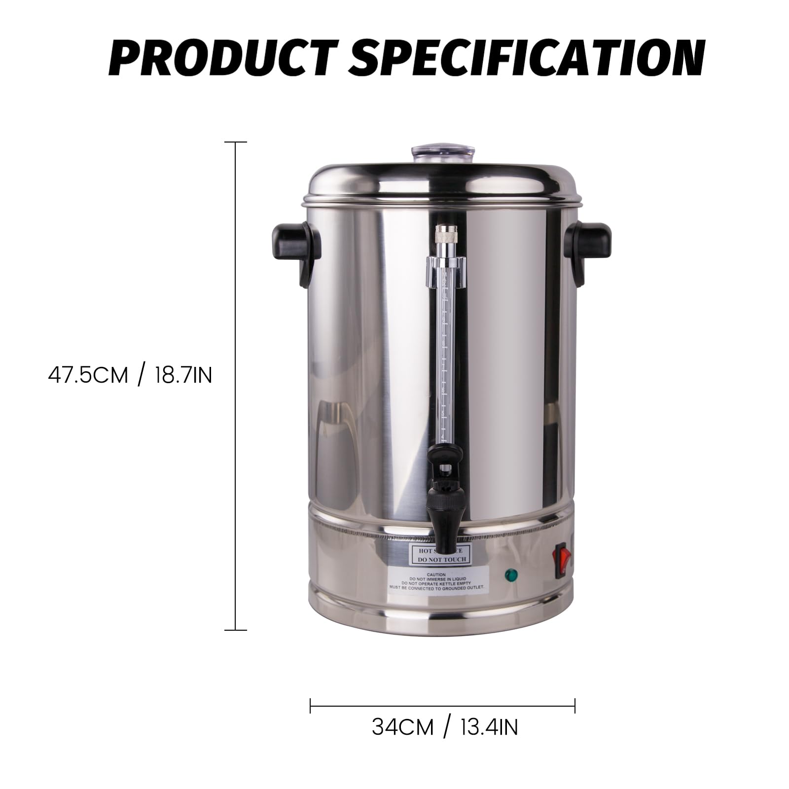 65 Cup Commercial Coffee Urn Percolator with Removable Filter - Large Capacity Coffee Maker for Office, Parties, Catering, Restaurants & Events