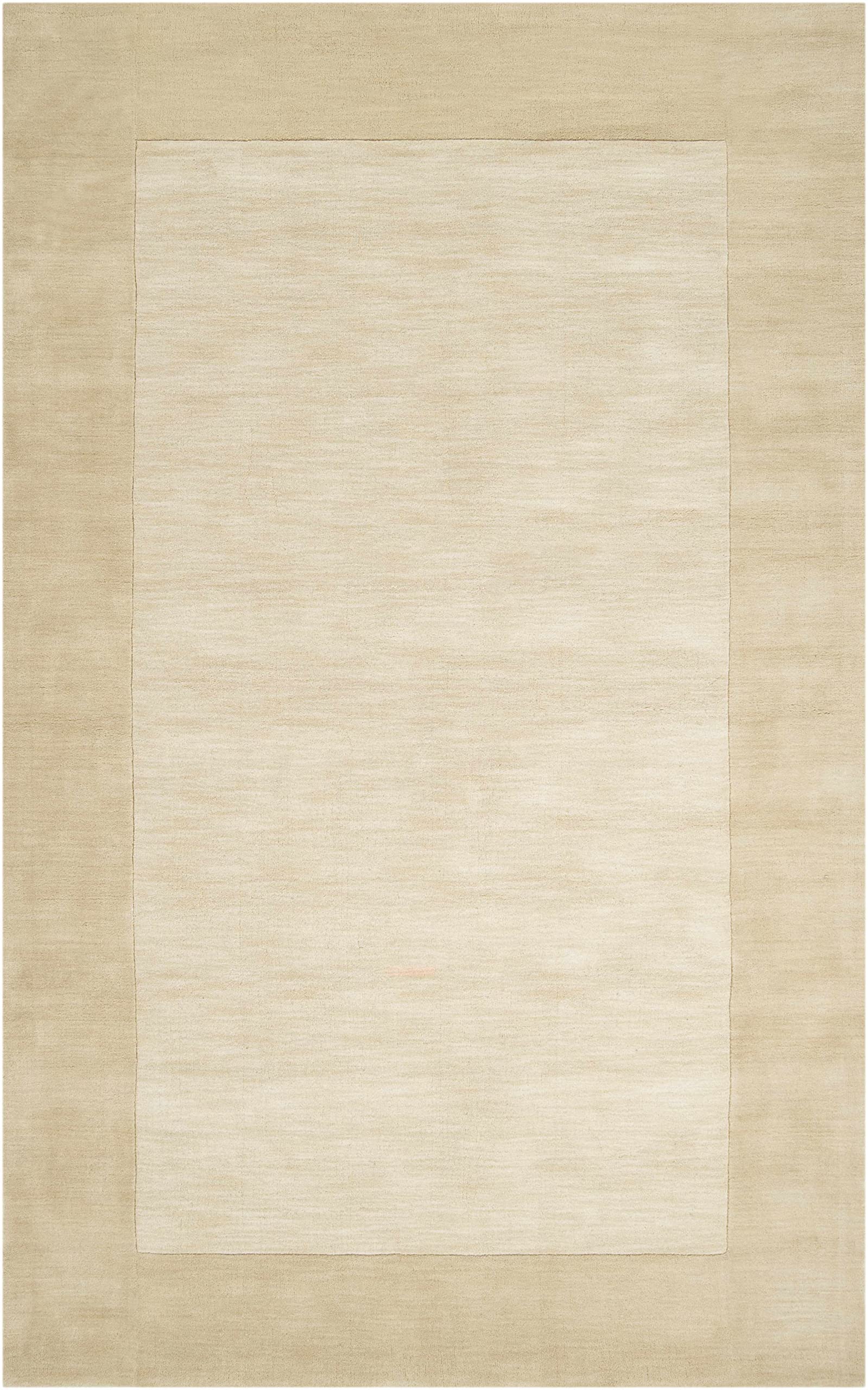 Hauteloom Slade Wool Area Rug 2' x 3' - Soft Beige Solid & Border Design for Living Room, Bedroom - Cozy Home Decor & Perfect for High Traffic Areas