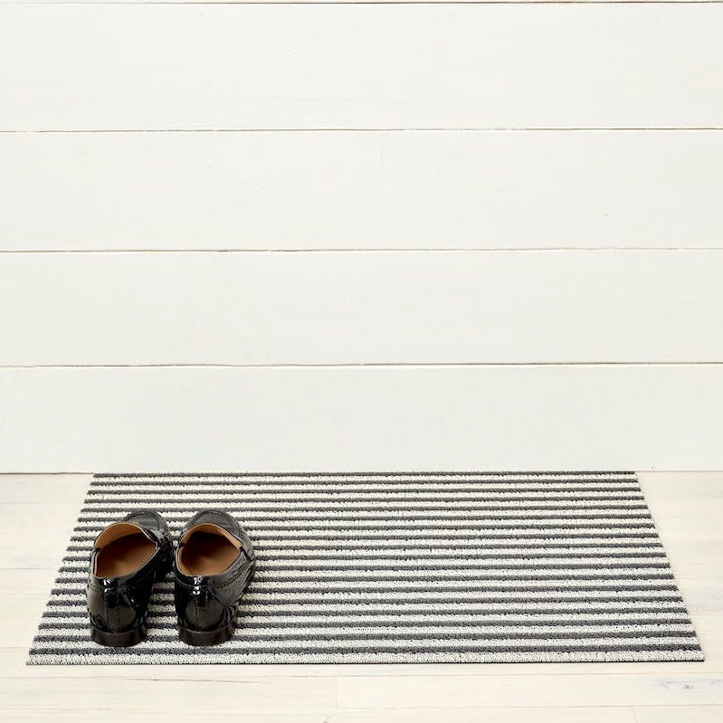 CHILEWICH Utility Door Mat - Shag In Out Mat for Indoor/Outdoor Use, Breton Stripe/Gravel Design, 61x91cm - Perfect for Entryway, Patio, and Mudroom Protection