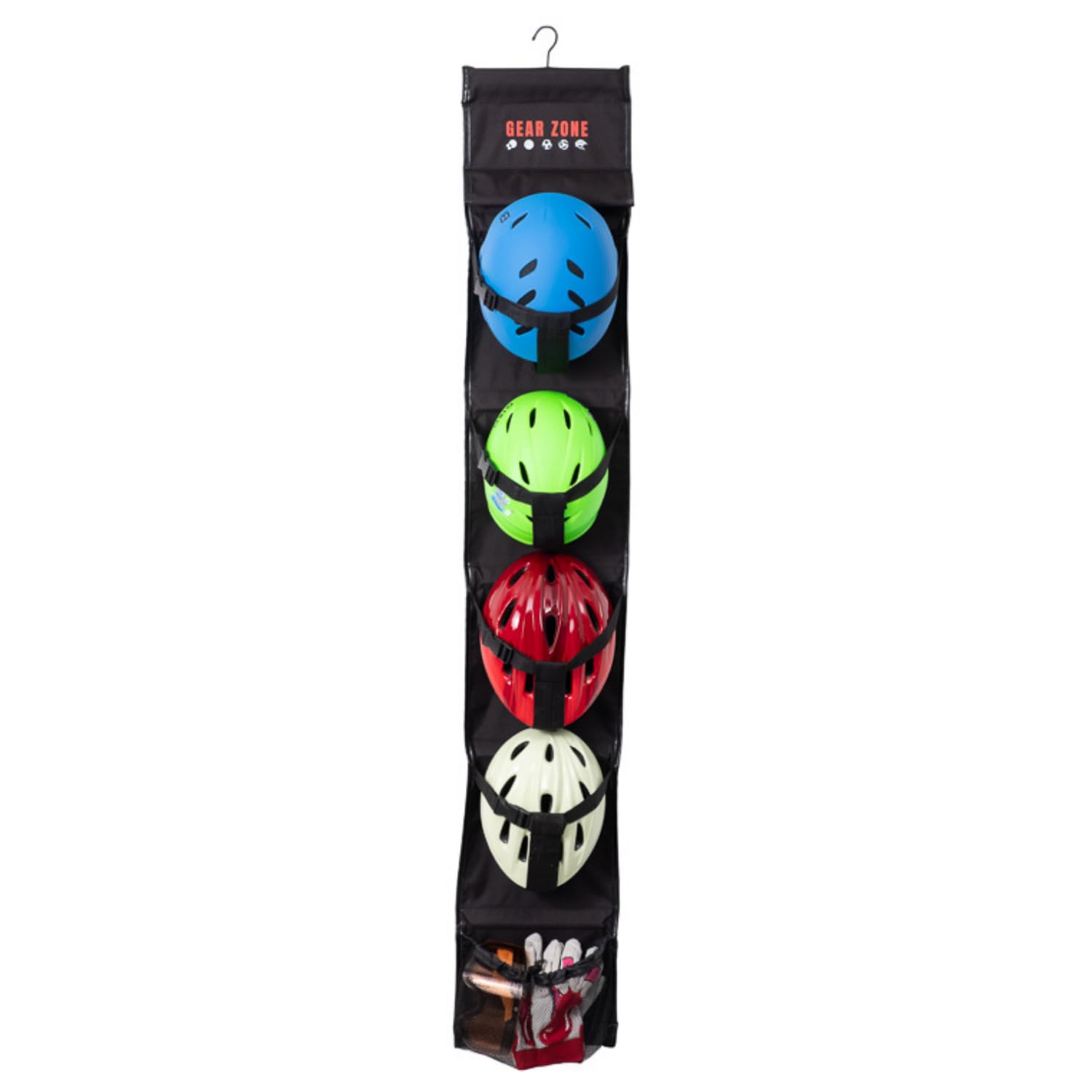 Hanging Sports Equipment Organizer - Multi-Purpose Garage Storage for Basketball, Football, Volleyball, Tennis, Soccer & Biking Gear | Toy Organizer with Hook | Perfect for Garage, Basement & Kids Room Organization