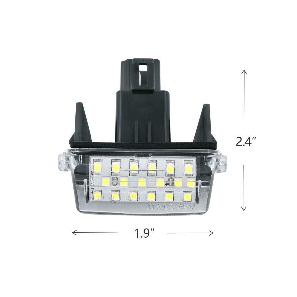 Gempro 2Pcs LED License Plate Light Lamp Assembly for Toyota Camry Yaris Highlander Prius C Avalon - 18SMD Xenon White LED Lights - Bright & Durable Replacement - Perfect for Night Driving & Enhanced Vehicle Appearance