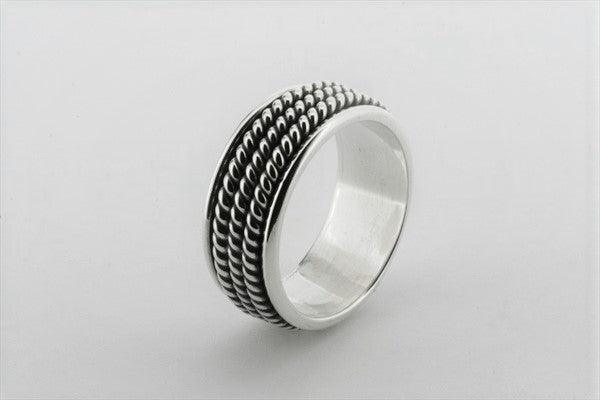 Sterling Silver Rope Spinner Ring for Men & Women - Adjustable, Hypoallergenic Jewelry for Stress Relief & Fashion Accessories