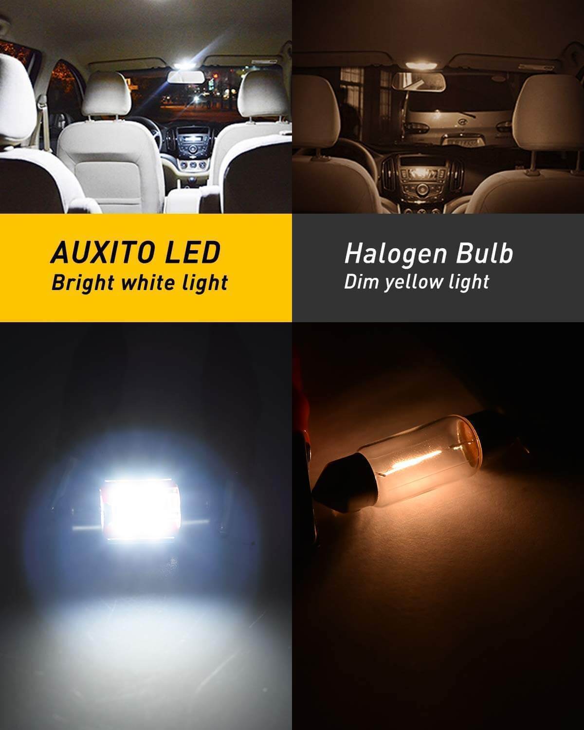 AUXITO DE3175 LED Dome Light Bulbs - Super Bright 6000K White, Interior Map & Door Courtesy Lights, License Plate Bulbs - Perfect for Cars, Trucks, SUVs, Vans Interior Lighting Upgrade
