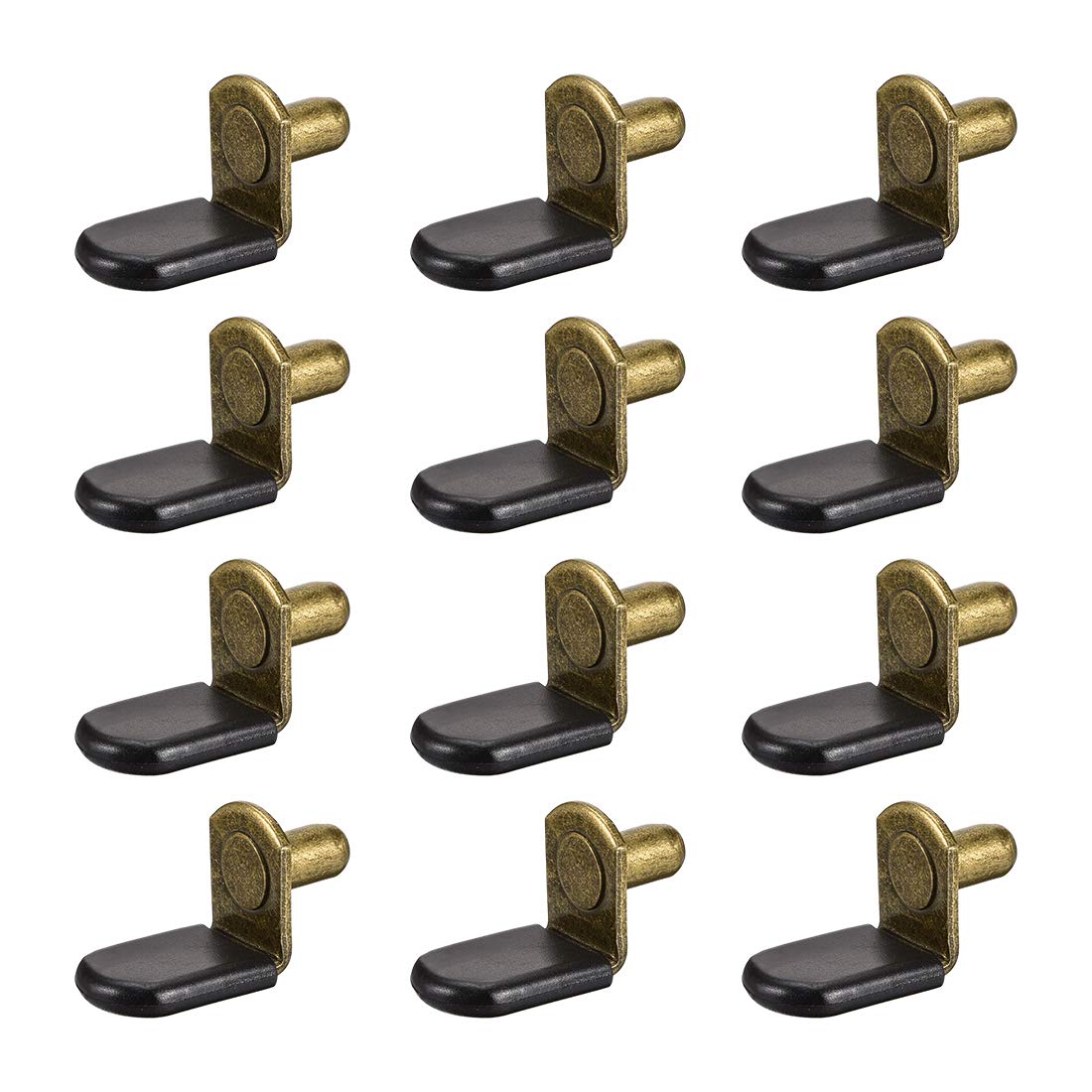 uxcell 6mm L-Shaped Shelf Support Pegs with Sleeves - 20pcs Bronze Cabinet Bracket Pegs for Kitchen Furniture, Closet Shelves & Bookcase Organization | Durable Shelf Brackets for Home Storage Solutions