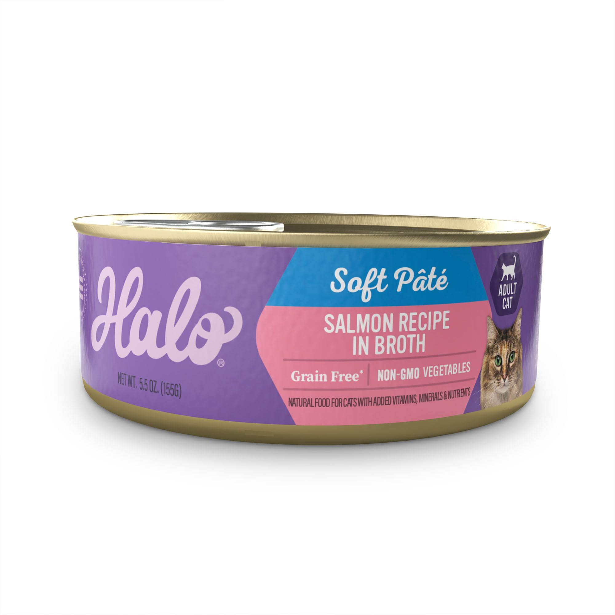 Premium Grain-Free Wet Cat Food - Halo Whole Salmon Stew Recipe Pate for Extra Hydration, 5.5oz Cans (Pack of 12) - High Protein Moist Cat Food for Adult & Senior Cats - Perfect for Picky Eaters & Hydration Support