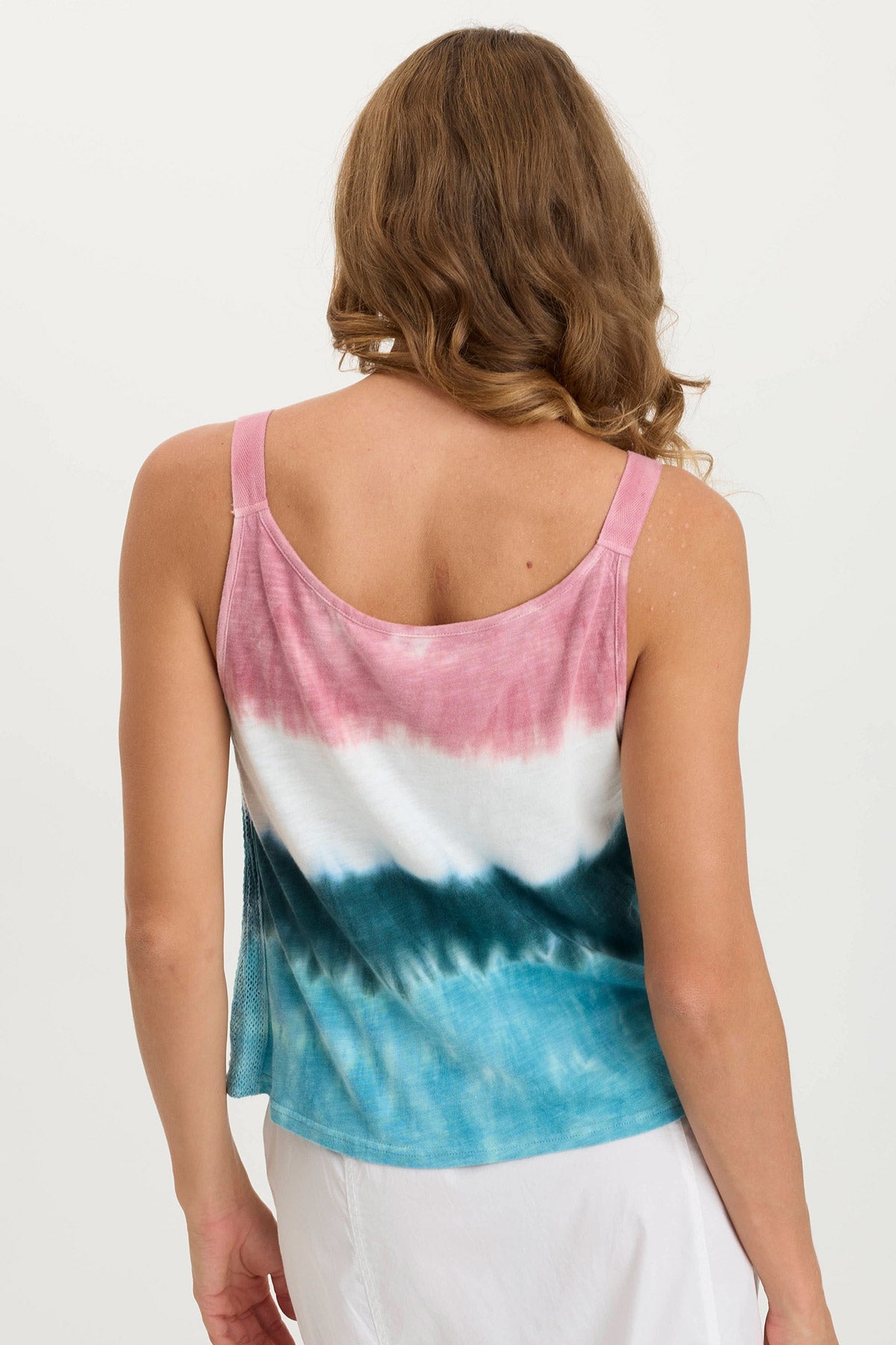 Hedley Gauze & Jersey Box Pleat Tank Top for Women - Breathable Summer Casual Wear - Perfect for Beach, Yoga & Everyday Outfits