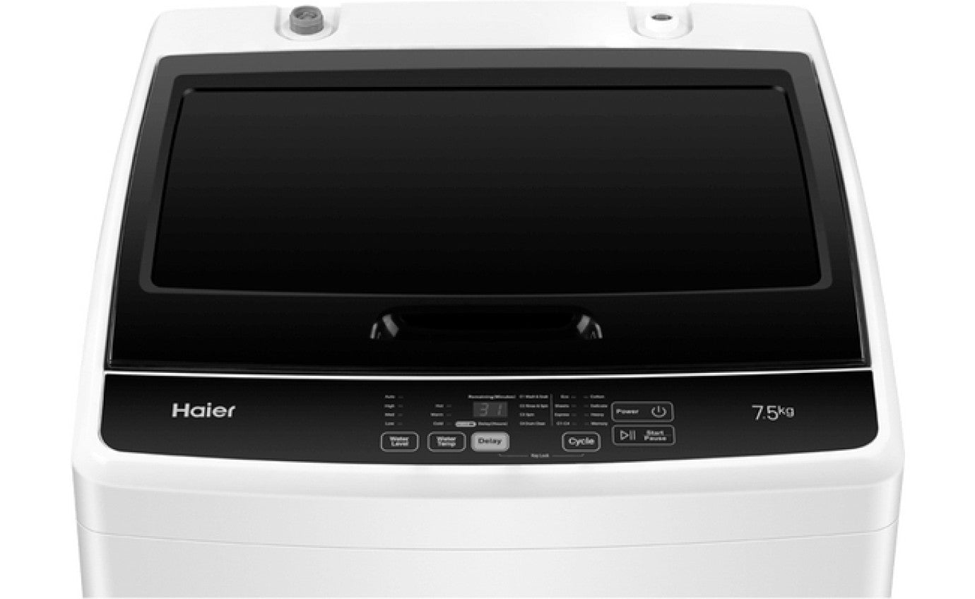 Haier 7.5kg Top Load Washing Machine HWT75AA1 - Energy Efficient Laundry Washer for Small Homes & Apartments | Perfect for Compact Spaces & Daily Laundry Needs