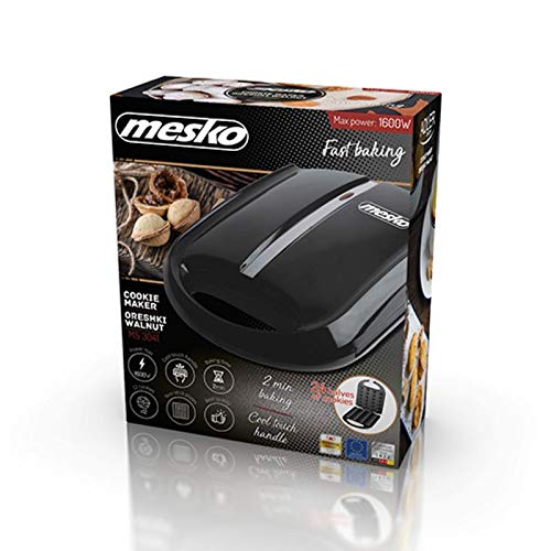 Mesko MS3041 Electric Waffle & Nut Cookie Maker - 1600W Non-Stick Baking Machine for Cream-Filled Oreshki Biscuits (24 Halves) - 2-Minute Fast Cooking - Perfect for Holiday Baking, Party Treats & Homemade Desserts